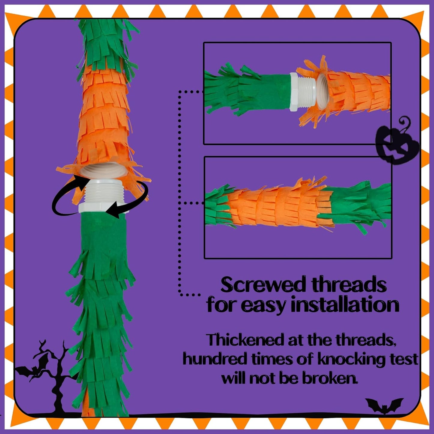 PCFING 21.6 Inch Halloween Pumpkin Piñata with 30 Inch Piñata Stick Blindfold Confetti for Boy Girl Adults Halloween Scary Party，Candy Game，Trick Treat Party，Jack o Lanterns Decorations