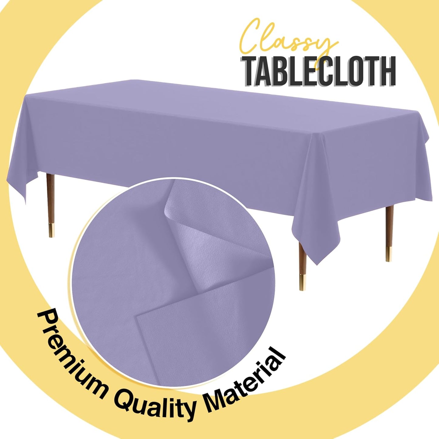Exquisite 66% Thicker Premium Plastic Table Cloth Rectangle Table Cover 0.5 Mil 12 Pack Lavender Table Cloth 54 Inch x 108 Inch Disposable Tablecloth Won't Tear Easily Like Cheap Thin Brands