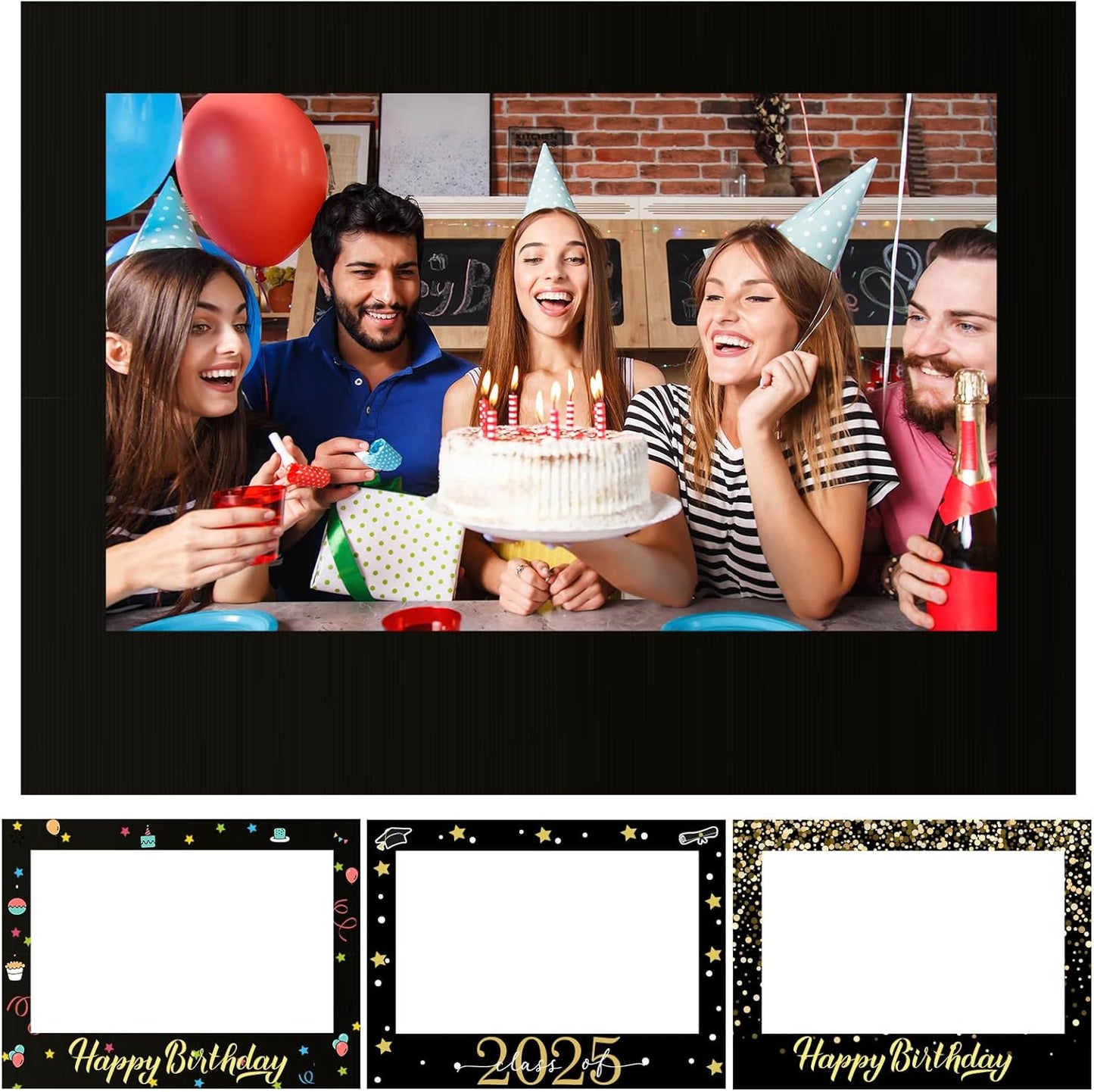 32 x 24 Inch Photo Booth Selfie Frame Prop Booth for Birthday Event Parties Large Blank DIY Cutout Props for Funny Decoration Christmas, Holiday Supplies