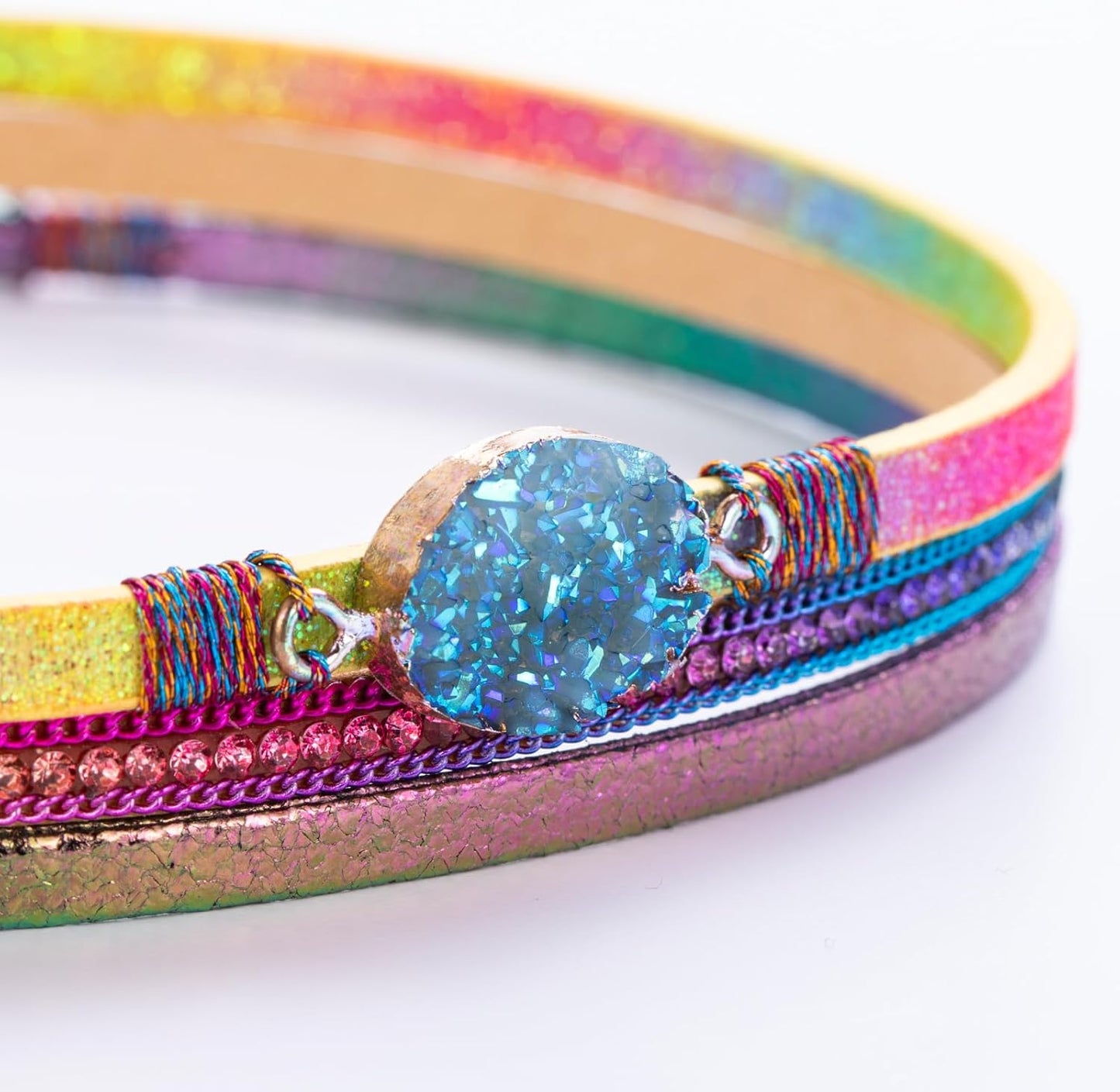 FANCY SHINY Leather Wrap Bracelet Boho Cuff Bangle Bracelets Crystal Bead Bracelet with Magnetic Clasp Jewelry Gifts for Women