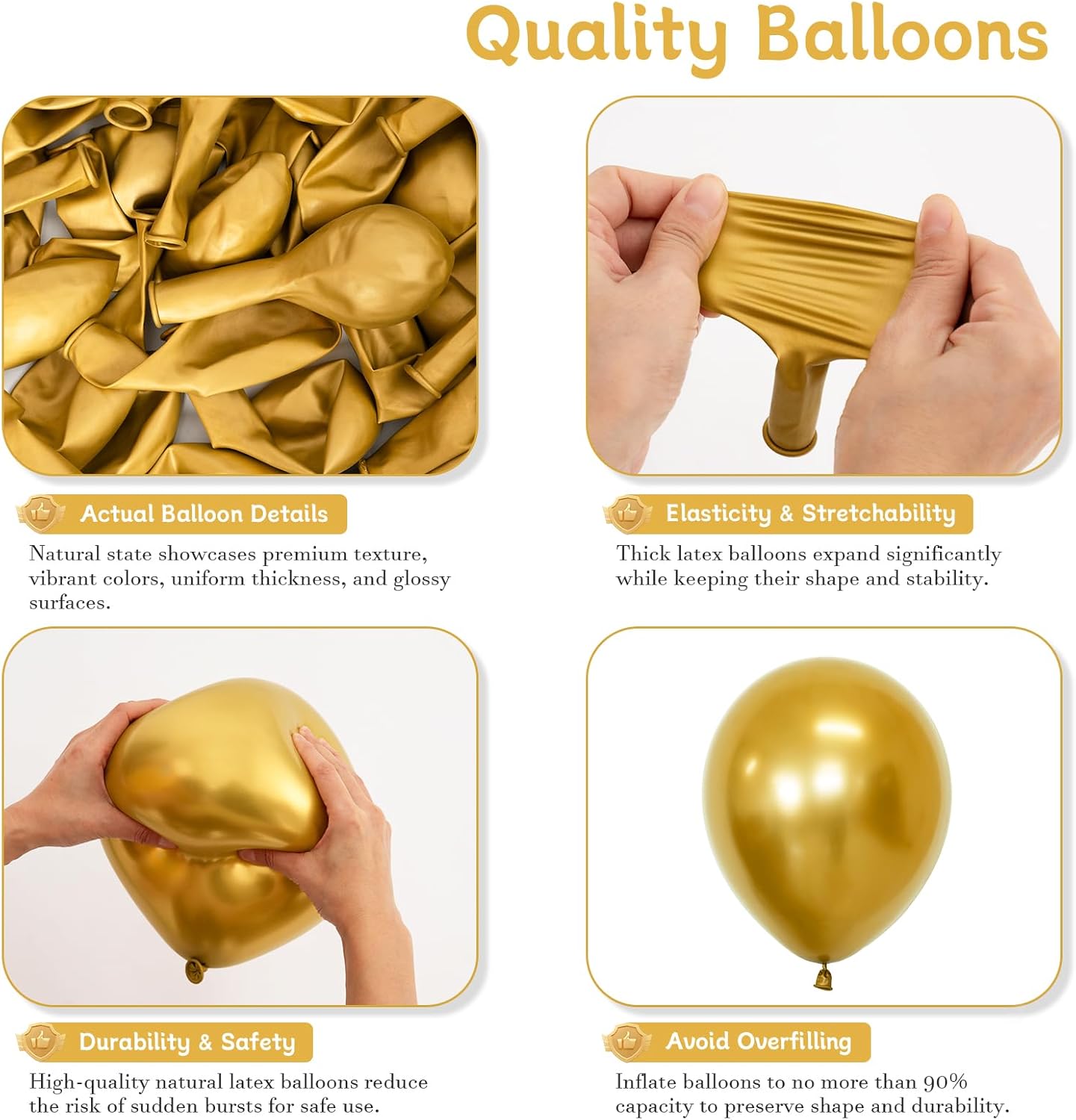 Gold Balloon Arch Kit, 125 Pcs Gold Balloons Different Sizes 18 Inch 12 Inch 10 Inch 5 Inch Metallic Gold Balloons Garland for Birthday Baby Shower Wedding Graduation Party Decoration