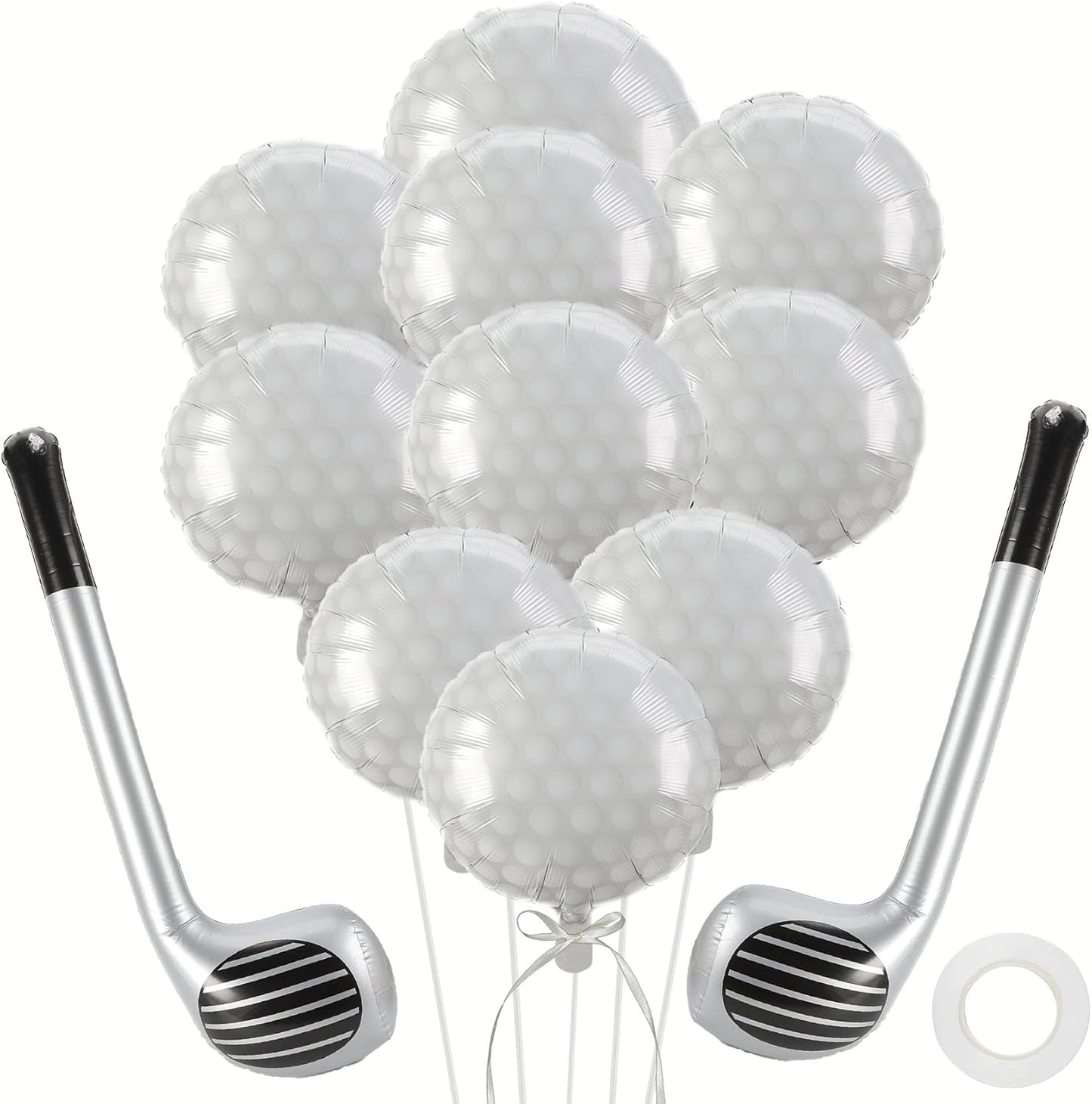 10 PCS Golf Balloons 2 PCS Golf Club 18 Inch Party Decorations Supplies Birthday Party Themed Decor for Boys Giant Large Sports Ball Balloon Christmas Mylar Foil Helium Aluminum Balloon Gender Reveal