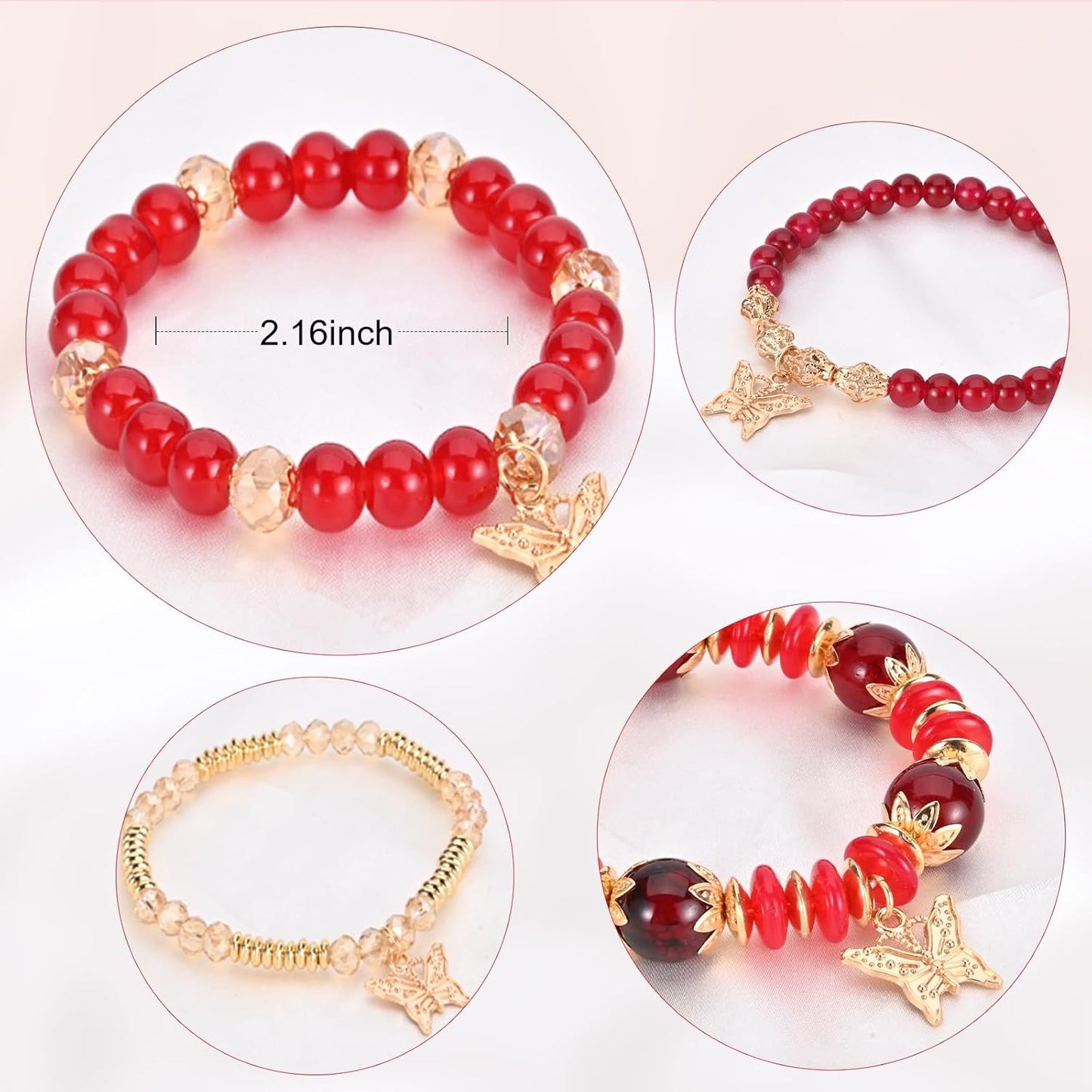 Bohemian Bracelet Sets for Women - 6 Sets Stackable Stretch Bracelets Multi-color Boho Jewelry for Women Hippie Bracelets Dainty Jewelry