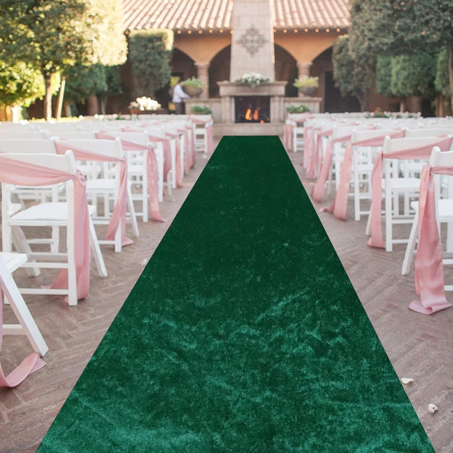 FUHSY Green Wedding Aisle Runner Velvet Aisle Runner for Wedding Ceremony 4ftx30ft Beach Carpet Runners for Party Cloth Aisle Runners for Weddings Outdoor Aisle Floor Runner Runway Rug for Church