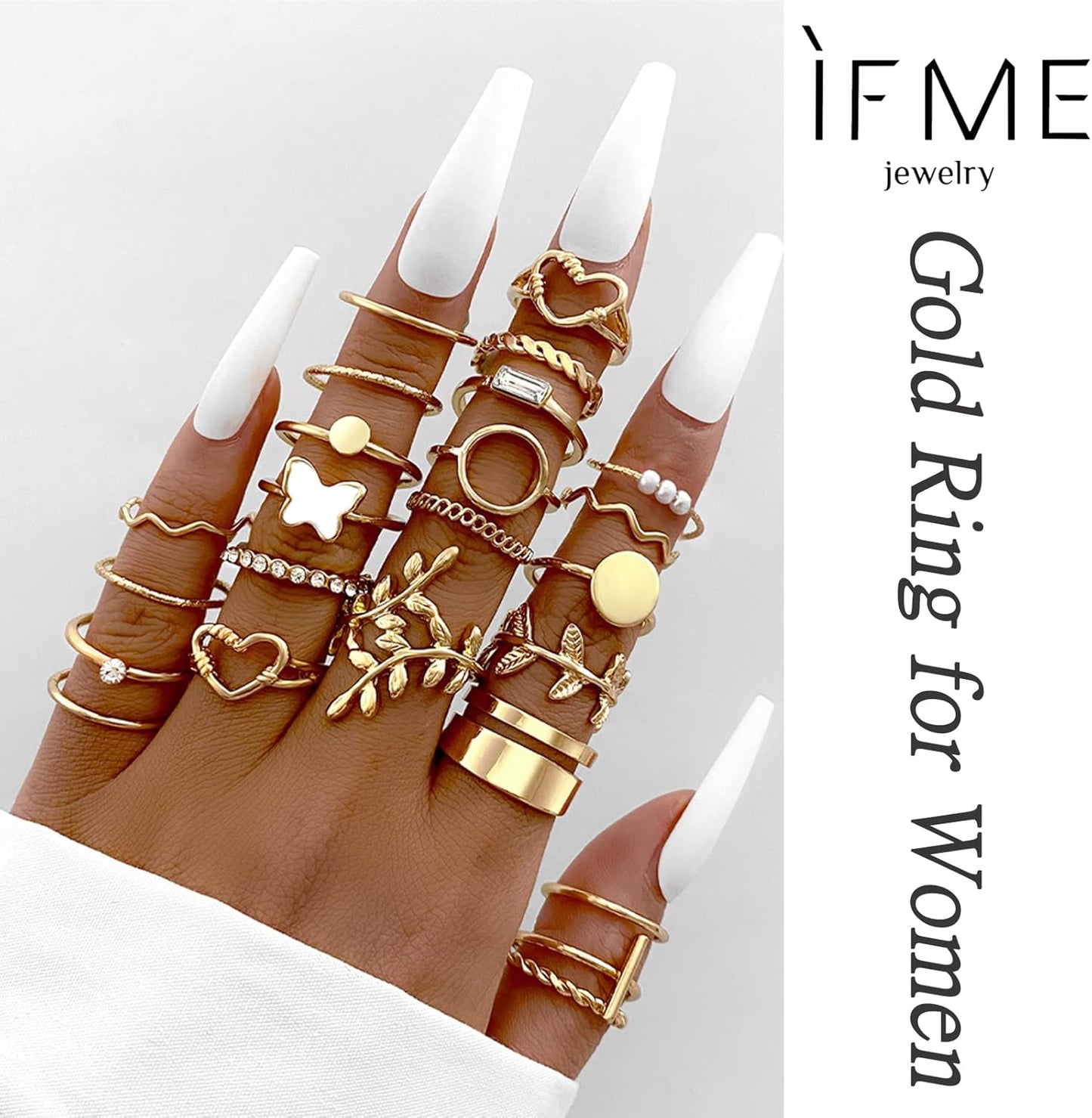 iF YOU 25 Pcs Gold Knuckle Ring Set for Women, Chunky Stackable Finger Midi Rings, Silver Simple Stacking Cute Rings Pack Trendy Stuff Jewelry Gift