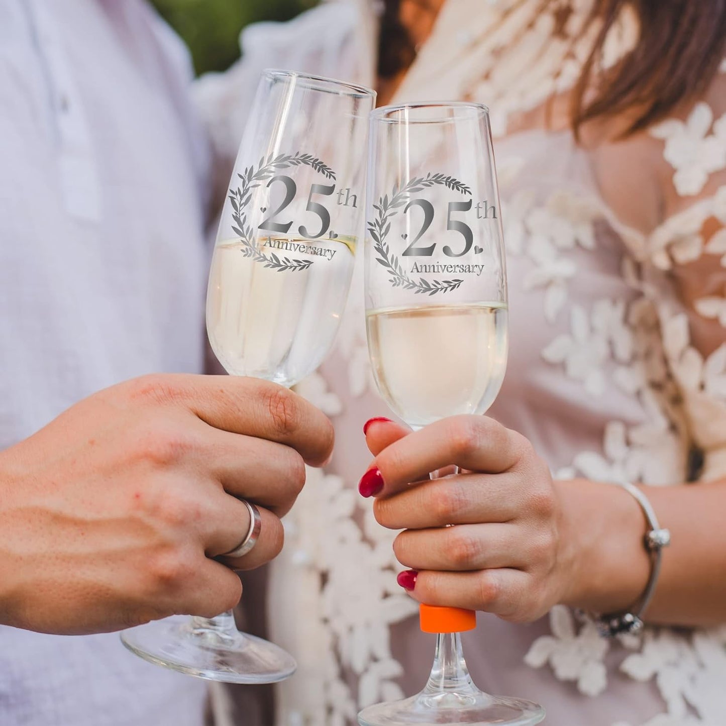 25th Anniversary Champagne Flutes, Wedding Gifts Anniversary for Couple, 25th Wedding Anniversary Champagne Flutes Glasses Set of 2, Couple gifts, Anniversary 25th Gifts for Parents