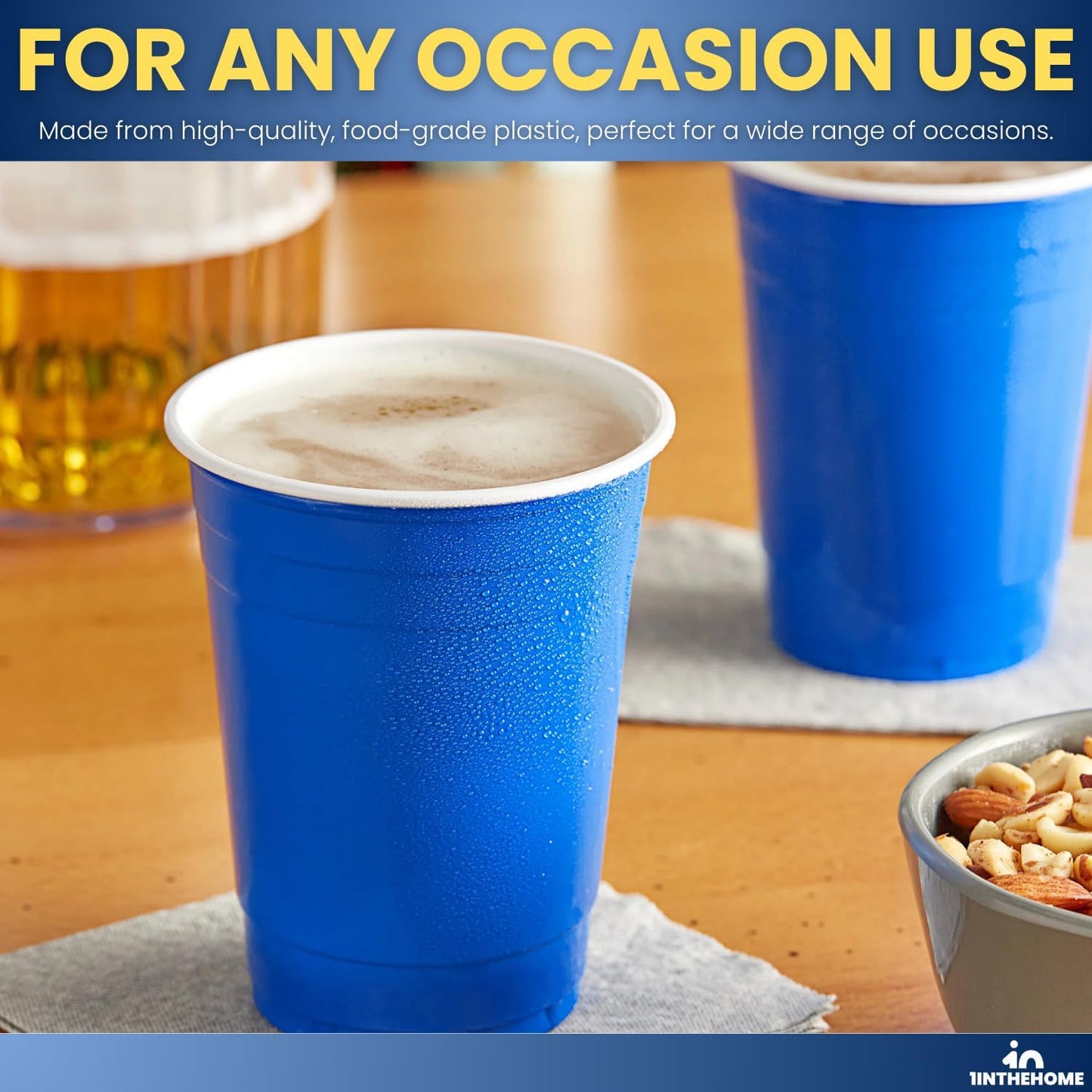 Blue Cups 16 Oz, Disposable Blue Plastic Party Cups (100 pack)