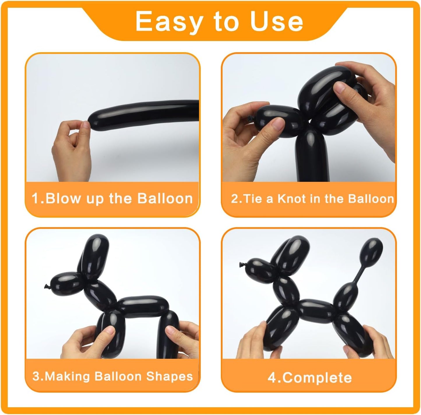 260 Balloons 100PCS Black Twisting Animal Balloon Thickening Latex Modeling Long Skinny Magic Clown Balloon for Animal Shape Halloween Weddings Birthdays Festival Supplies Party Decorations