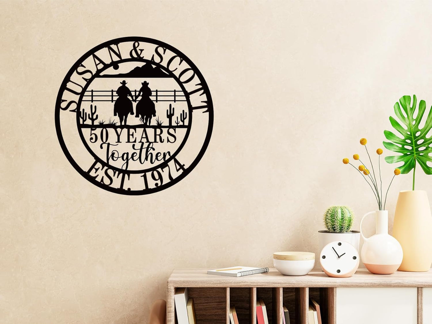 Personalized 50th/60th/25th/30th/40th/10th Anniversary Wedding Gifts for Couple Parents, Customized Cowboy and Cowgirl Couple Sign, Personalized Cowboy Name Sign, Cowboy Home Decor, Birthday Gift