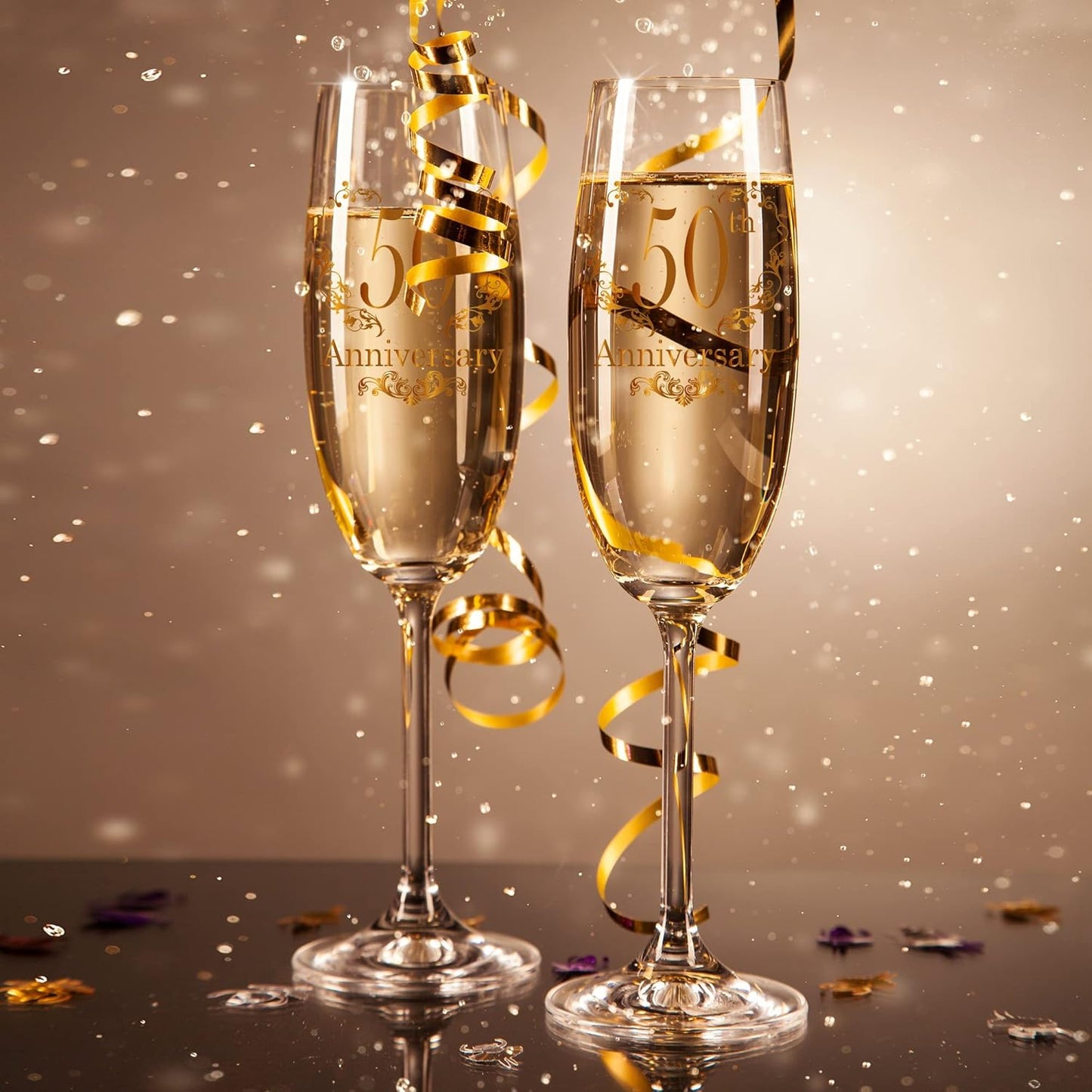 50th Wedding Anniversary Champagne Flutes, Couple Gifts for Anniversary, Wedding Anniversary's Champagne Flutes Glasses Set of 2, Married Couples Gifts, Anniversary's 50th Gift for Parents