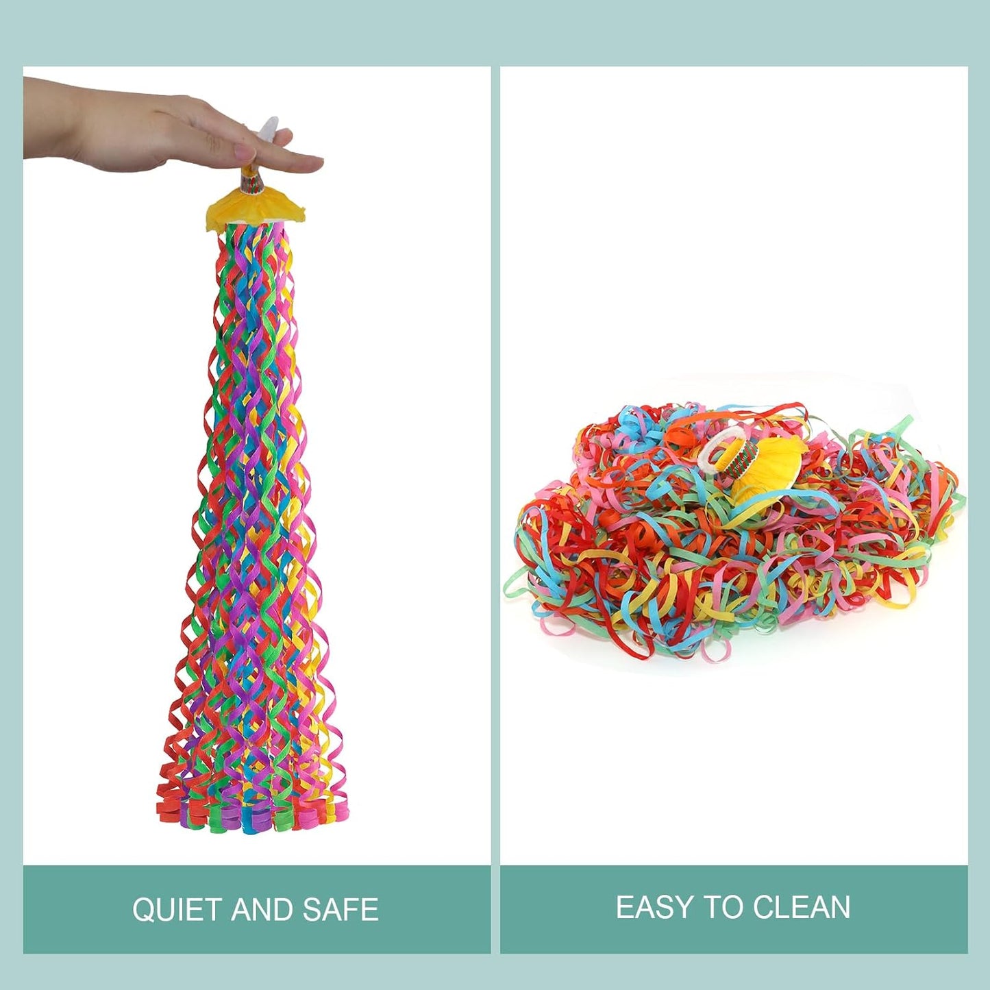 12 pcs Confetti Popper Hand Throw Streamers, No Mess Colorful Streamer Poppers, for Baby Shower, Party Celebrations, Wedding, Birthday (Yellow)