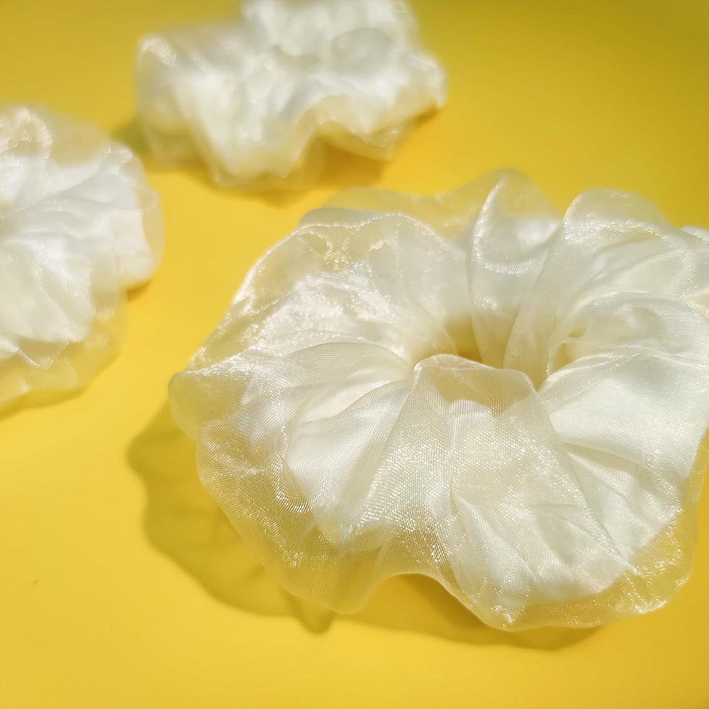 Light Up Scrunchies, Double-layer LED White Scrunchy Fun Hair Ties Glow in the Dark Party Supplies Glow Sticks Party Favor Festival Rave Accessories for Women Neon Party(9PCS-White Set)