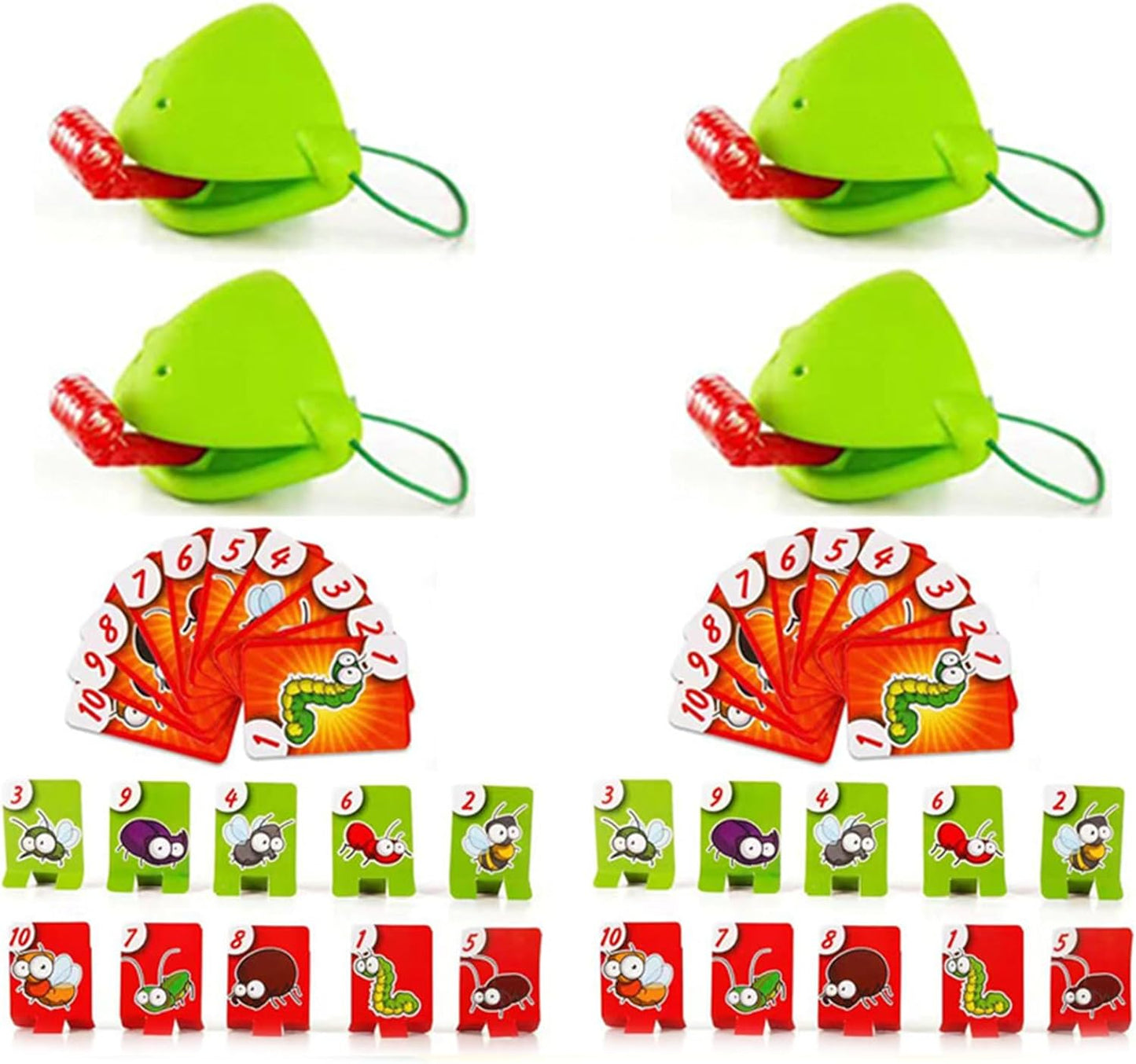 Chameleon Tongue Game for Kids, Frog Tongue Game with Blowing air, Lizard Party Blower Masks Insect Cardboard Included (4pc)