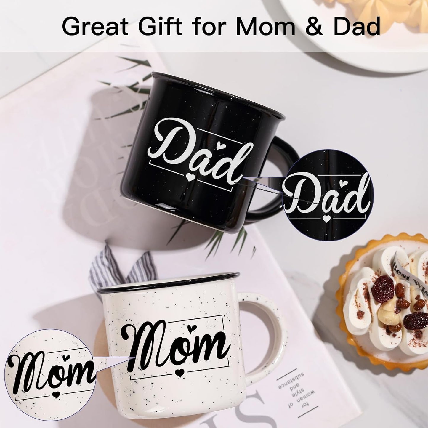 Mom and Dad Mug Set of 2 Coffee Mug 10 Ounce, New Parents Gift for Couples, New Mom and Dad Gifts for Expecting First Time Parents, Thanksgiving and Christmas Gifts