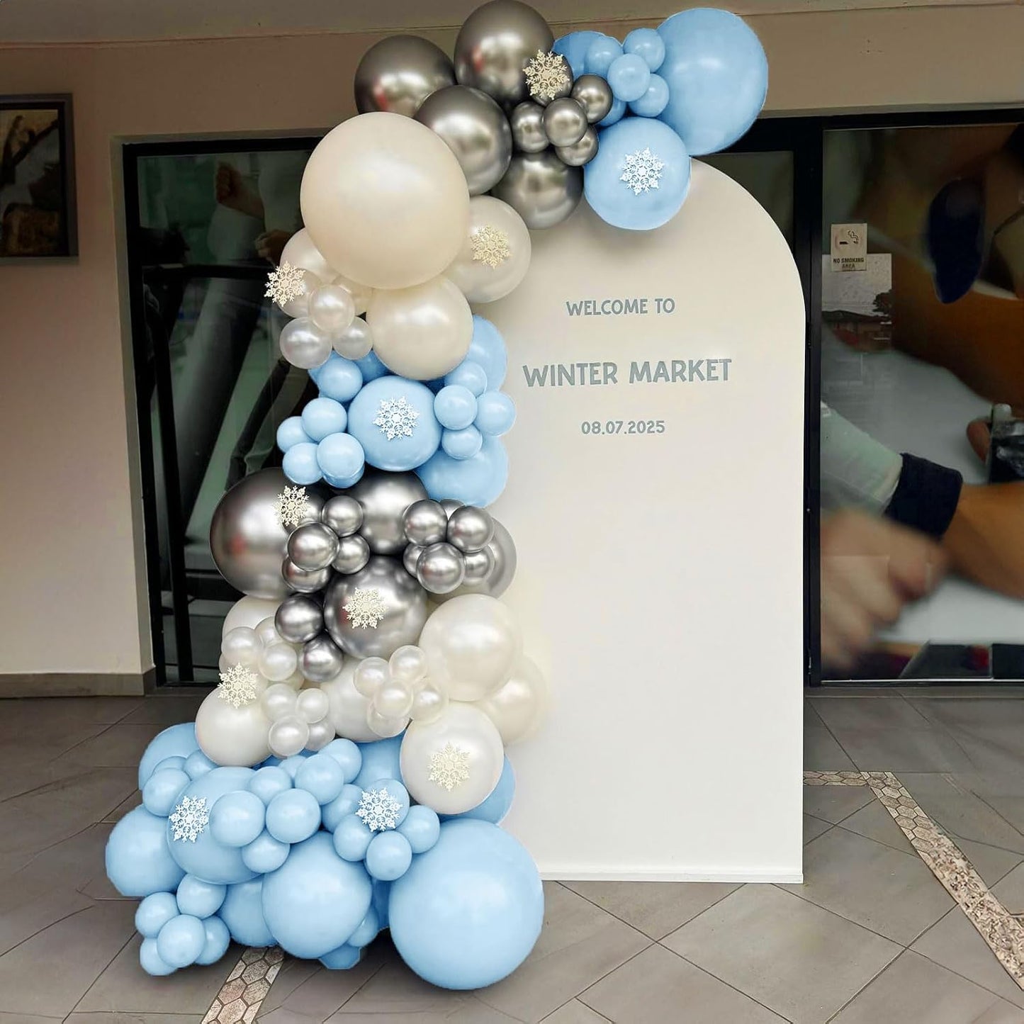 Blue and White Balloons, 12 Inch Baby Light Pastel Blue Pearl White Silver Metallic Clear Latex Helium Party Balloons for Boys Bridal Baby Shower Bachelorette Winter Holiday Birthday Party Decorations