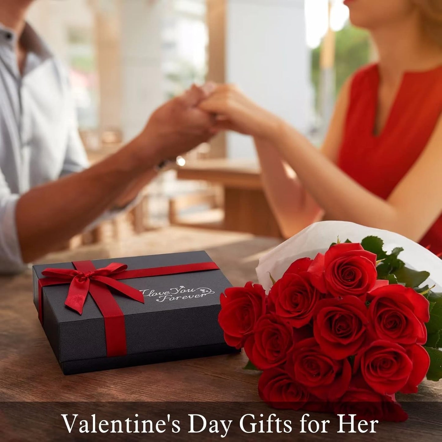 Iefil Christmas Gifts for Women Wife - 925 Sterling Silver Rose Heart Initial Necklace, Anniversary Birthday Gifts for Women, Jewelry Gift for Her Wife Girlfriend Mom Daughter