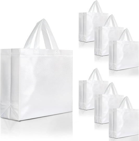 Nush Nush Large White Gift Bags Bulk - Set of 30 Reusable White Gift Bags Large Size With Handles - For Small Business Use, Wedding Gifts, Birthday Party Favor, Christmas, Holidays - 13x5x11 Size