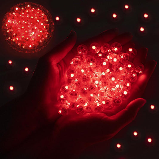 50pcs Balloon Lights Mini Led Lights Round Long Standby Time Ball Lamps Paper Lantern Balloons Lamps for Birthday Party Christmas Halloween Decoration Red