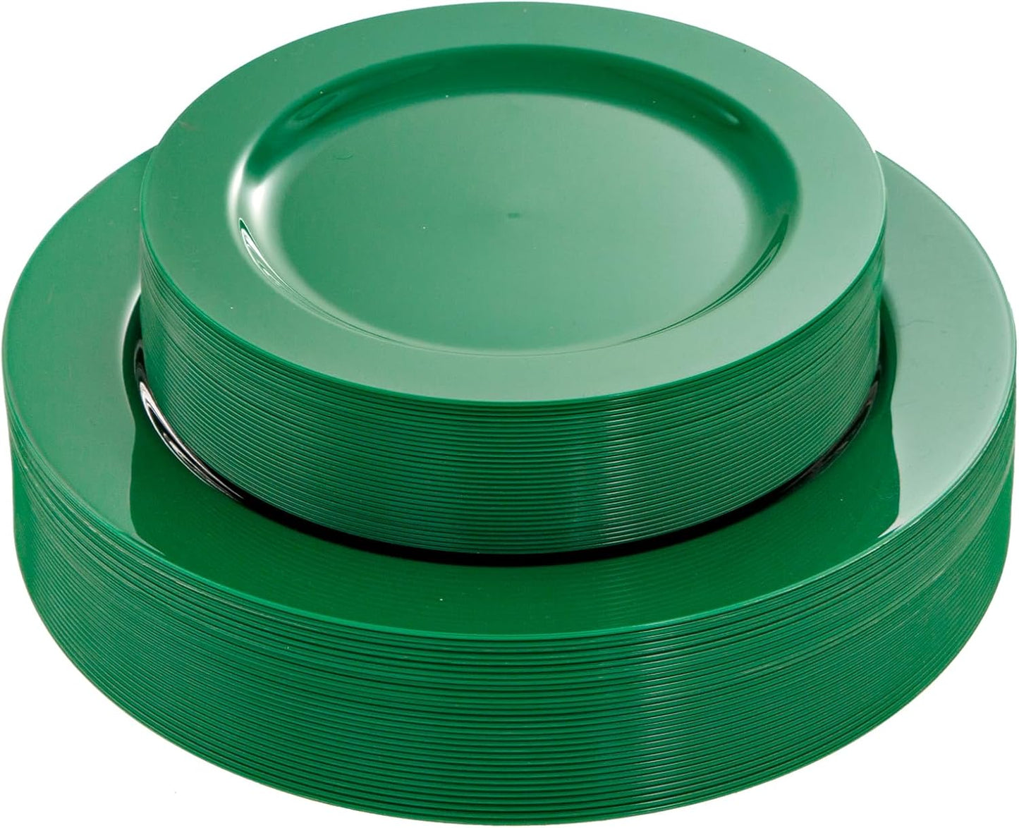 FLOWERCAT 60PCS Green Plates & Christmas Plates - Heavy Duty Dark Green plates Disposable for St. Patrick's Party &Christmas- Include 30PCS 10.25" Dinner Plates & 30PCS 7.5" Dessert Plates