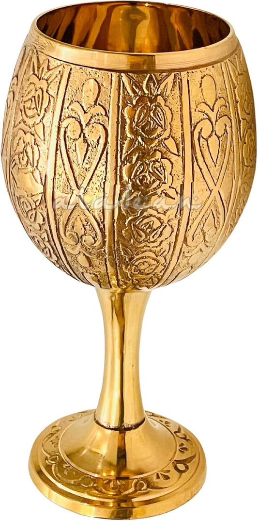 Vintage Chalice Medieval Goblet | 1x Solid Brass Red Wine Glass Cups of Royal King Arthur - Renaissance, Birthday Gifts Christmas Wedding Anniversary Novelty Ceremonial Drinkware (Emperor's Chalice)