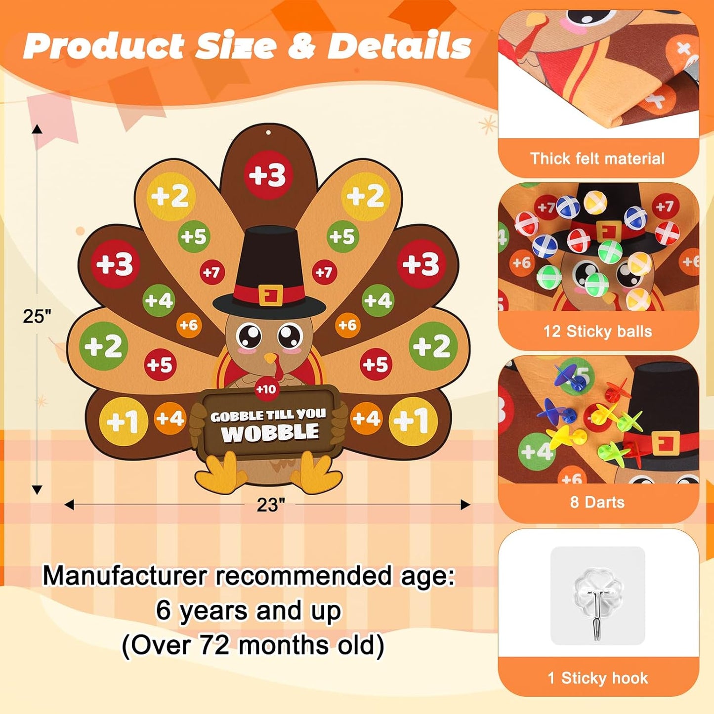 Games for Family, Office, Kids Dart Board Games with 12 Sticky Balls & 8 Darts