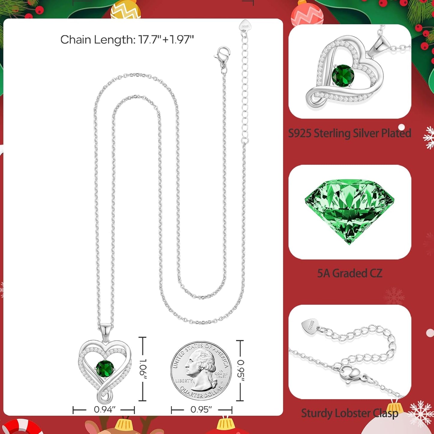 18K Rose Gold Infinity Love Heart Birthstone Necklace for Women Wife, Anniversary for Women Wife Birthday Gift for Her Girlfriend Mom Daughters, I Love You Women's Jewelry S925 Sterling Silver