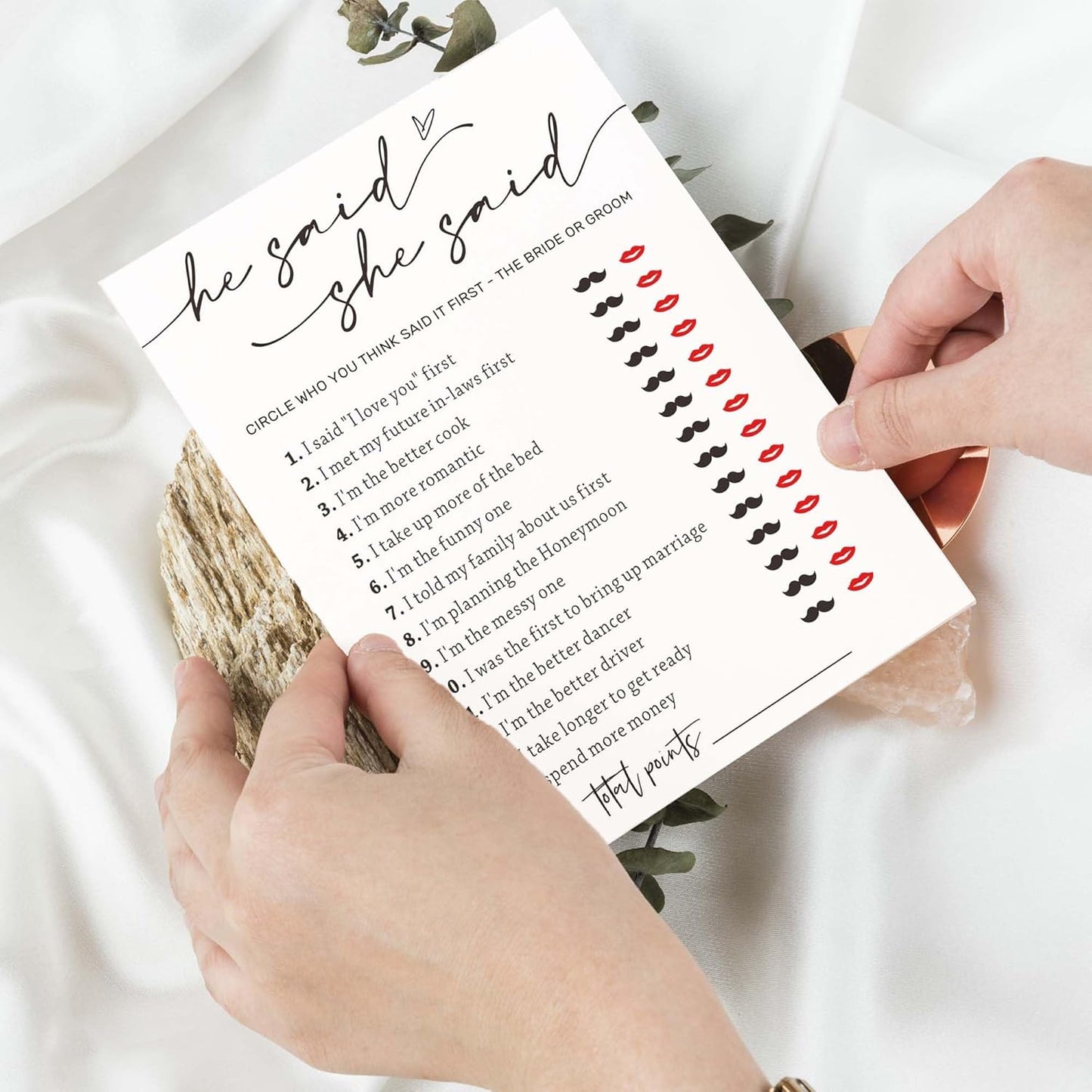 Wedding Shower Games Cards, Guest Who Said It, He Said She Said Game Cards, Bridal Shower Games 25 Guests, Engagement Party Wedding Games for Guests, Minimalist White Wedding Party Supplies - A07