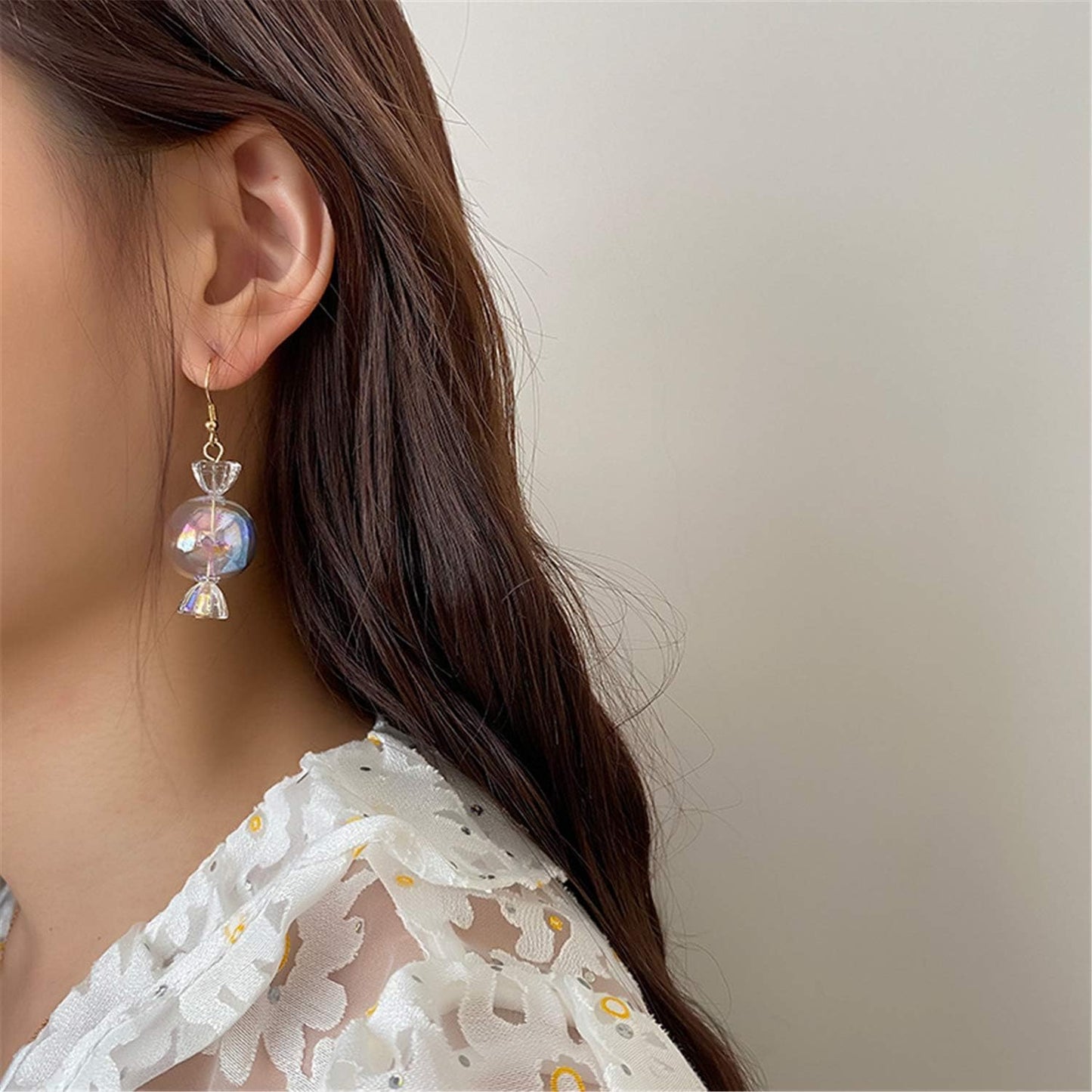 ANDPAI Funny Cute Colorful Sweet Glass Candy Dangle Drop Earrings Creative Chic Personalized Simulation Food Earrings for Women Statement Jewelry Gifts