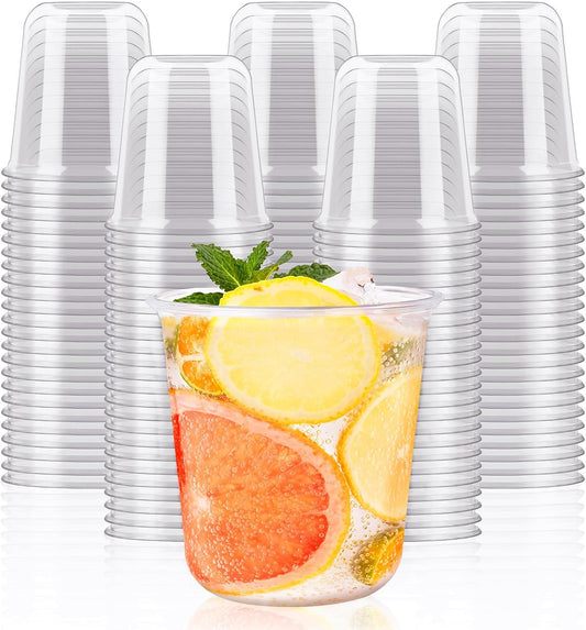 100 Pcs Disposable Stemless Wine Glasses, 12 Oz Clear Plastic Cold Drinking Cups Party Cups for Wedding, Meeting, Catering, Cocktail