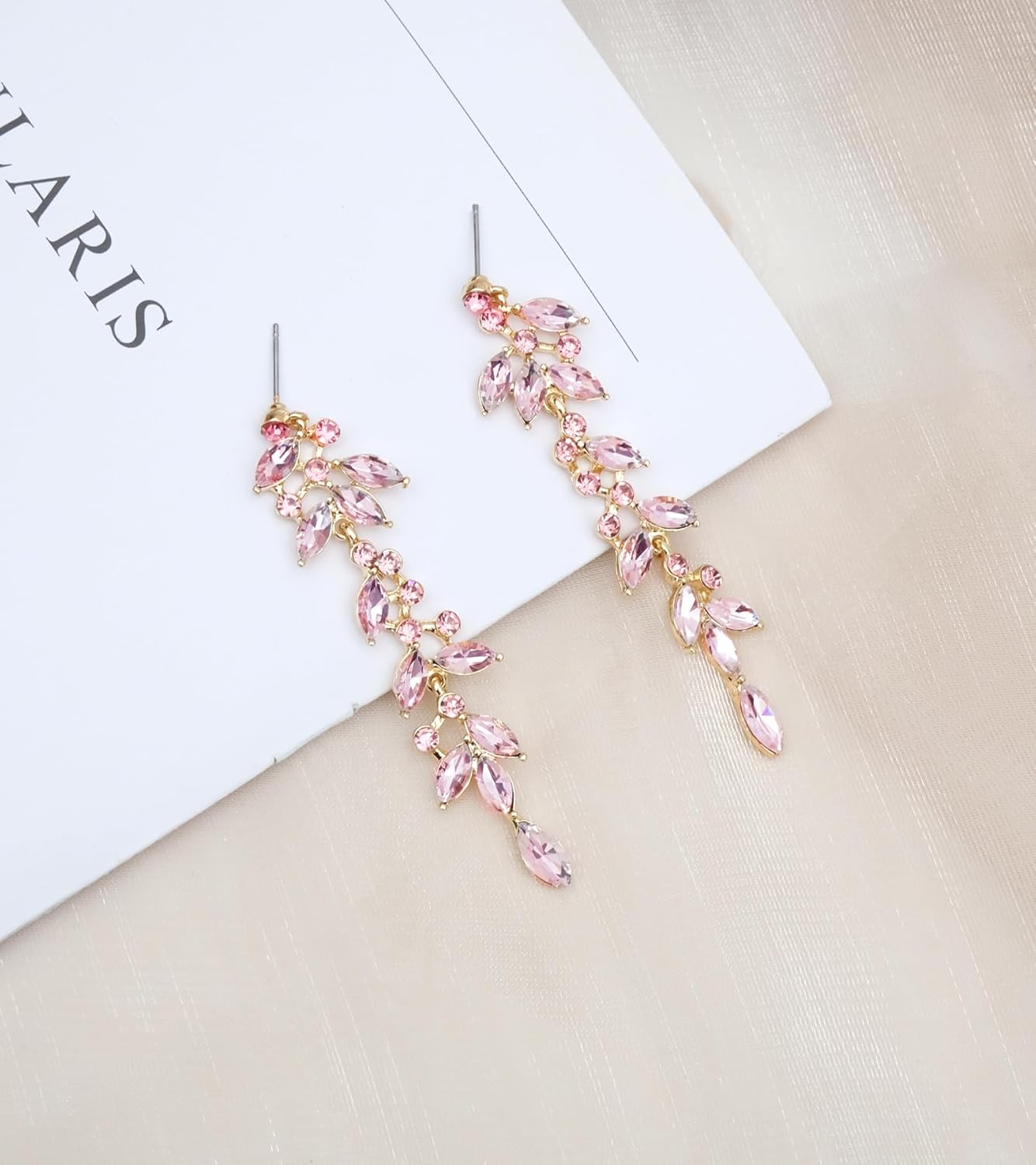 CSY 4 Pcs Elegant Bridal Jewelry Sets Austrian Marquise Crystal Wedding Necklace Dangle Earrings Tennis Bracelet Ring Set for Bride Women Costume Accessories