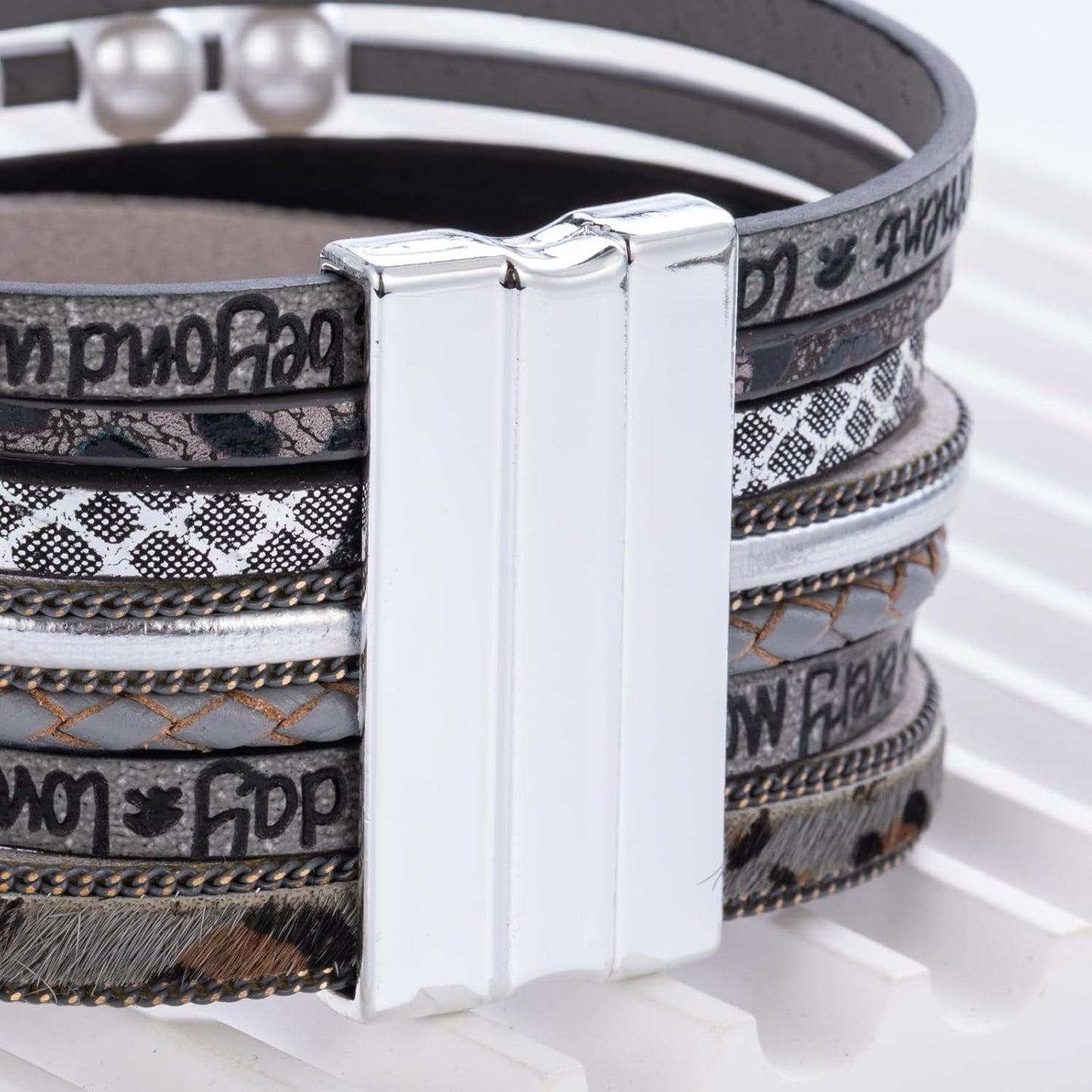 FANCY SHINY Tree of Life Leather Wrap Bracelet Inspirational Cuff Bangles Boho Pearl Bracelets with Magnetic Clasp Unique Jewelry Gifts for Women