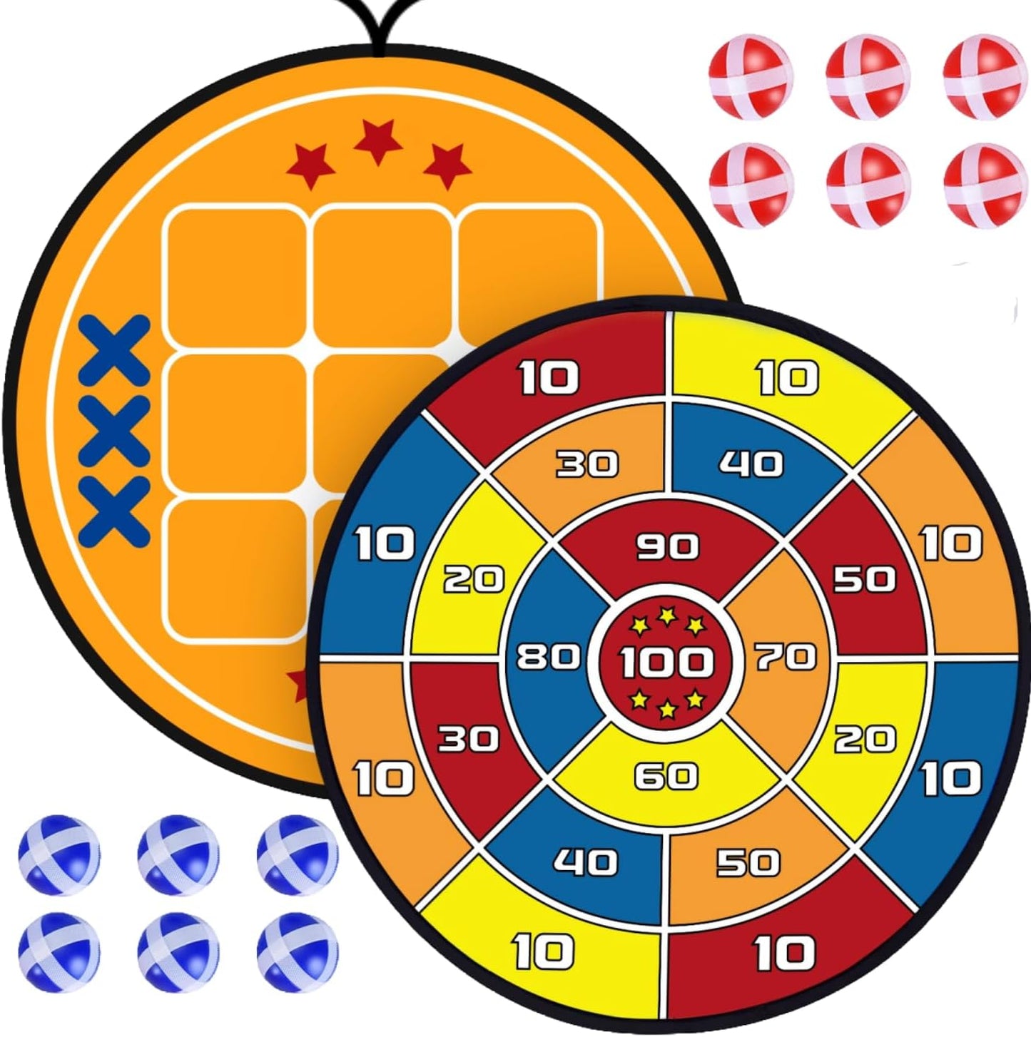 [2 Pack] Dart Board Games for Kids, 2025 New Sticky Tic Tac Toe Dart Game Set with Carry Bag, Indoor Outdoor Games Backyard Games, Boys Toys Birthday Gifts for 4 5 6 7 8 9 10 11 12 Year Old Boys Girls