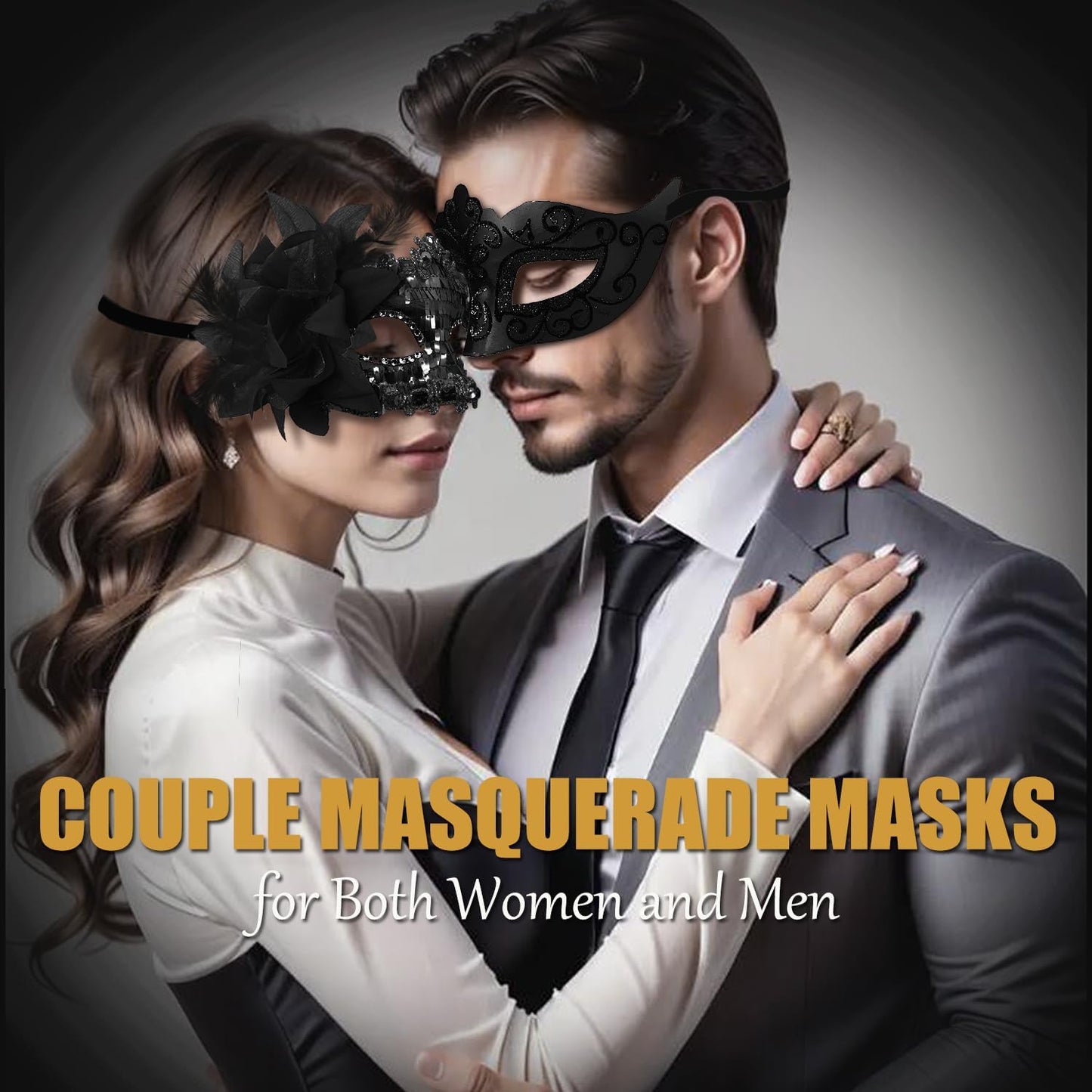 MYMENU Masquerade Mask for Women Couple Masquerade Mask for Men Shiny Venetian Mask Halloween Mask for Party Prom