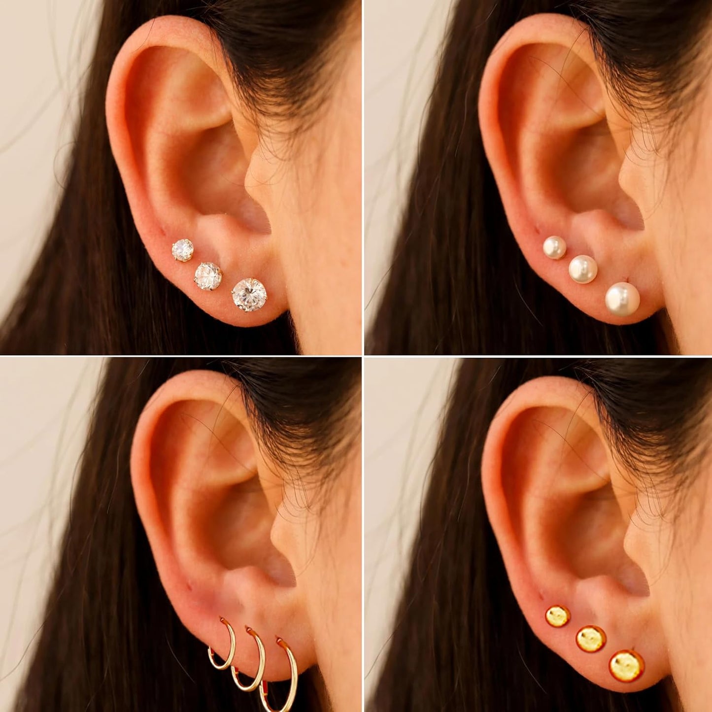 FAXHION 68 Pcs Gold Jewelry Set for Women with 7 Necklace, 17 Bracelet, 5 Hoop Earrings, 15 Stud Earrings, 24 Knuckle Rings for Women Jewelry Set for Women