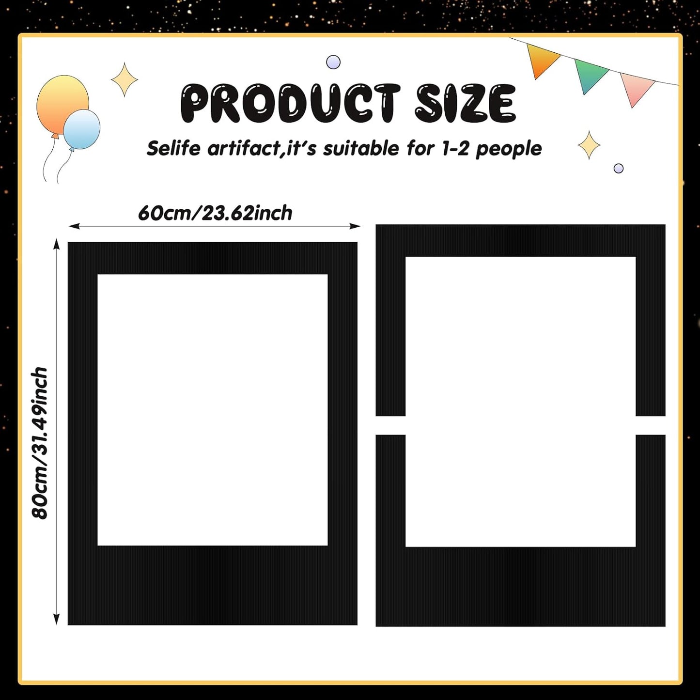 32 x 24 Inch Photo Booth Selfie Frame Prop Booth for Birthday Event Parties Large Blank DIY Cutout Props for Funny Decoration Christmas, Holiday Supplies