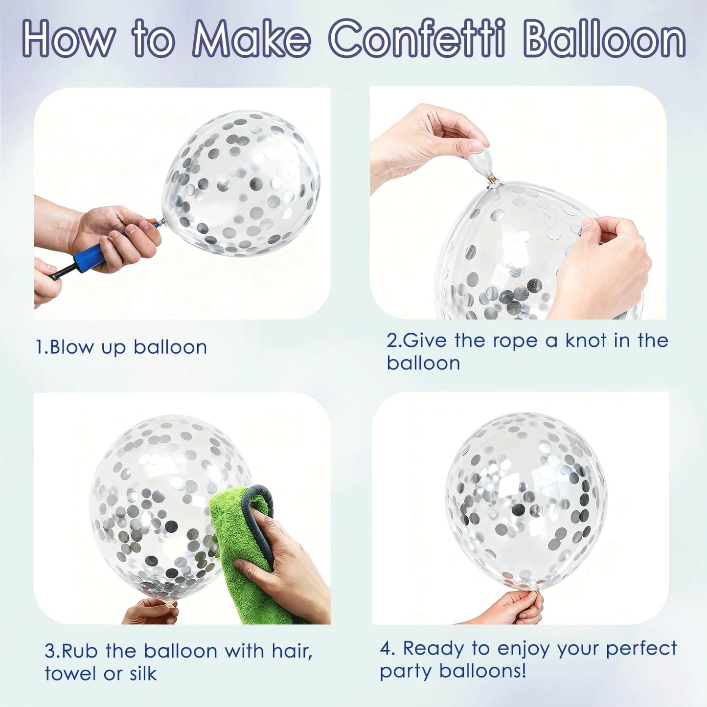 Navy Blue Silver Black Balloons, 60pcs 12 inch Dark Blue and Silver Metallic Balloons Blue Silver Confetti Party Balloons for Graduation Father's Day Birthday Party Decorations