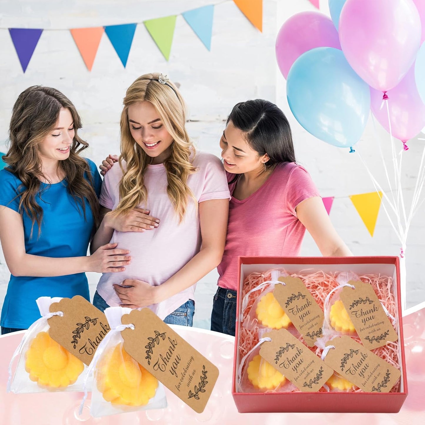 25 Set Sunflower Mini Soap for Wedding Party Favors Bridal Shower Favors Baby Shower Soap Guests Gifts Small Handmade with Drawstring Organza Bags and Thank You Cards(Yellow)