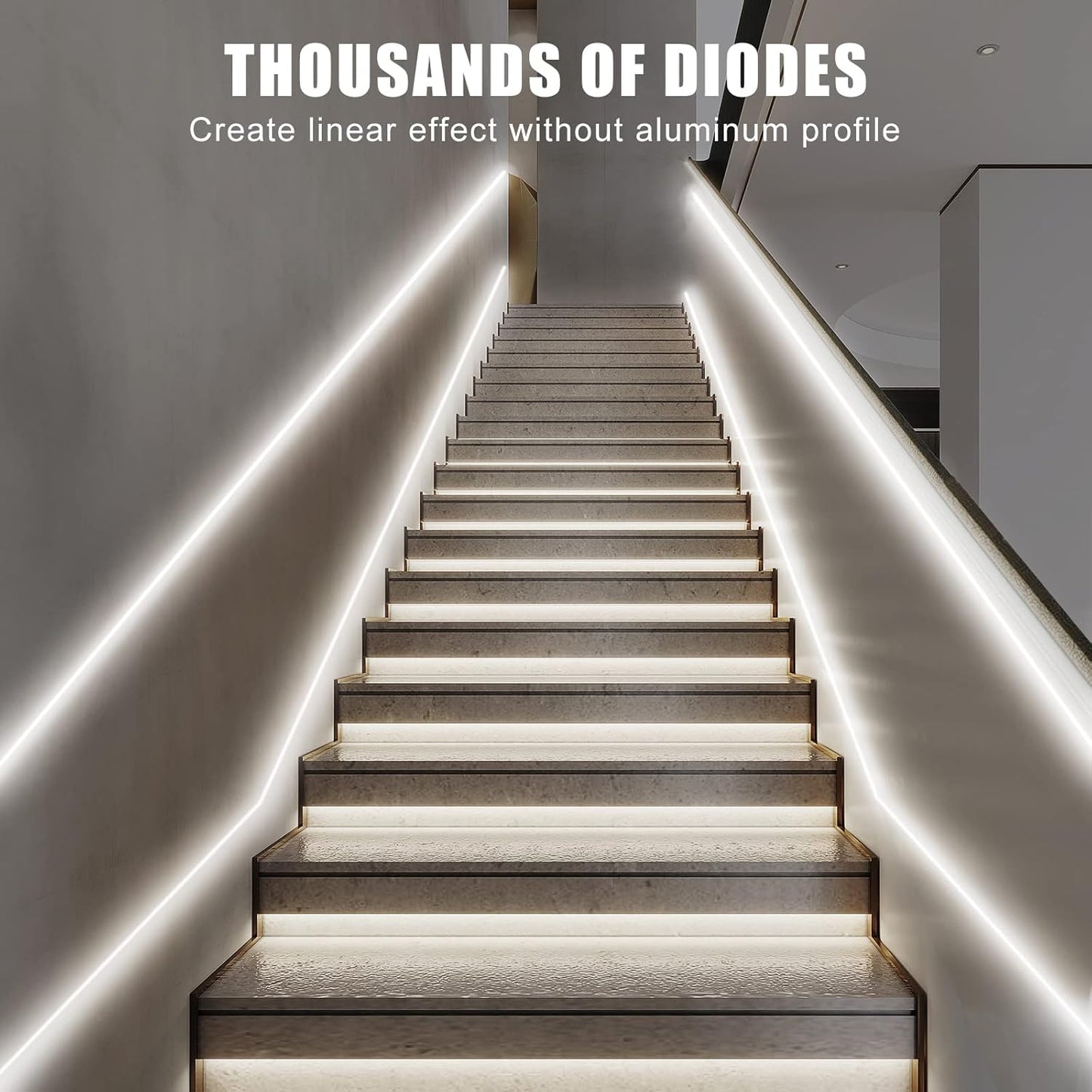 32.8ft 4000K White COB Led Strip Lights with Remote, Dimmable Bright Neutral White COB Light Strip, Indoor COB Led Lights for Kitchen, Room, Cabinet, 2 Rolls of 16.4ft