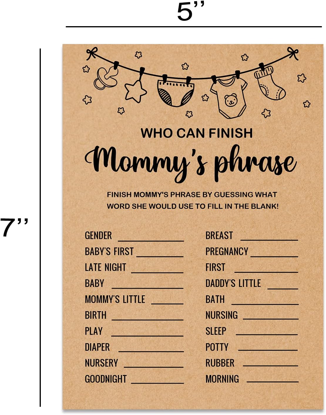 Baby Shower Game, Who Can Finish Mommy's Phrase Game Cards, Set of 30 Cards, Baby Shower Party Games Supplies & Activities, Gender Reveal Games For Guests, Baby Shower Ideas, Kraft