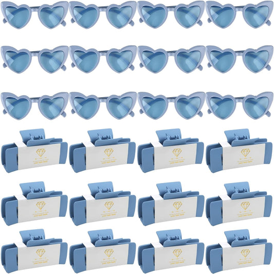 24pcs Bridesmaid Proposal Gifts 4.1inch Bachelorette Matte hair Claw Clip Sunglasses set of 12 Girls Trendy Cute Hair Clips for Wedding Party Favors(Dusty Blue 24pcs)