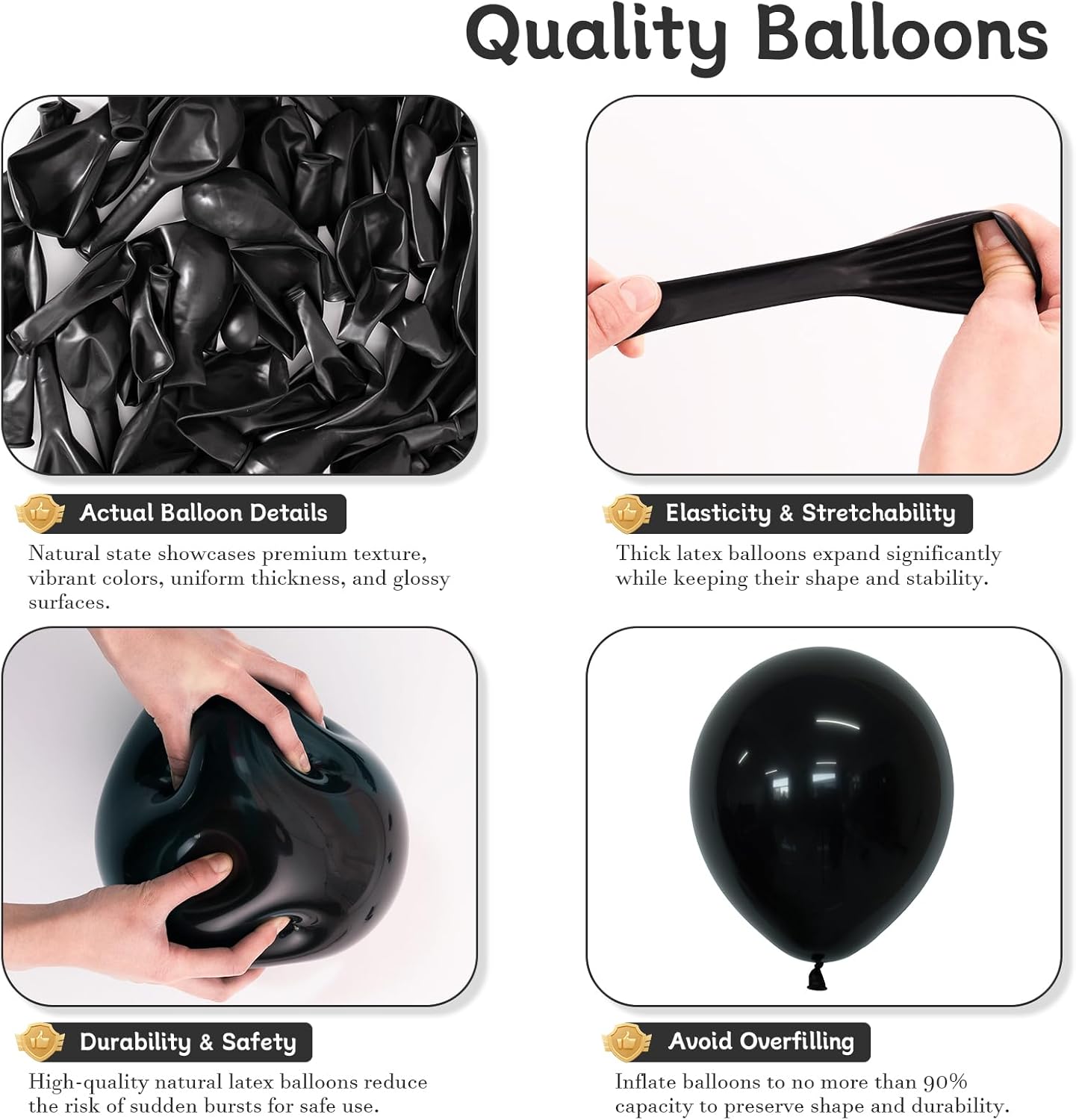 Black Balloons 125 Pcs Different Sizes Pack of 18 12 10 5 Latex Balloons for Birthday Party Black Balloon Arch Kit Garland Graduation Halloween New Year Anniversary Decoration