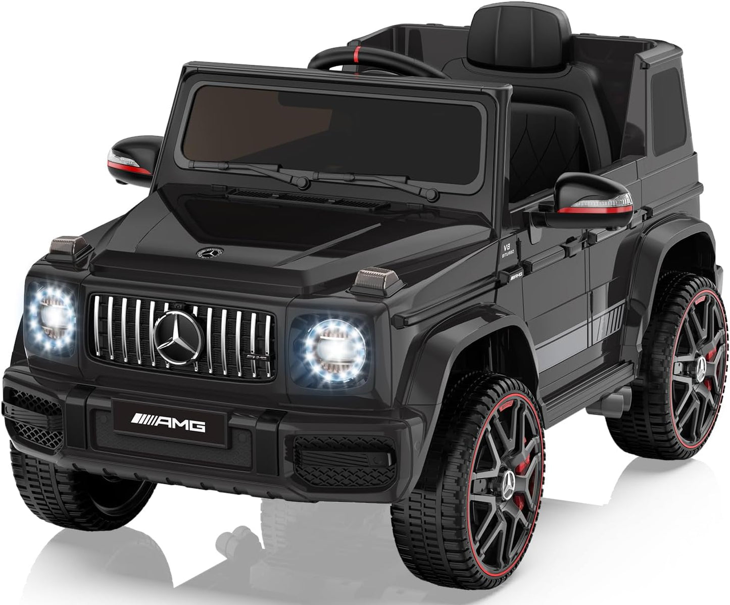 ANPABO Licensed Mercedes-Benz G63 Car for Kids, 12V Ride on Car w/Parent Remote Control, LED Headlights, Music Player & Horn, Soft Start, Low Battery Prompt, Kids Electric Vehicle, Black