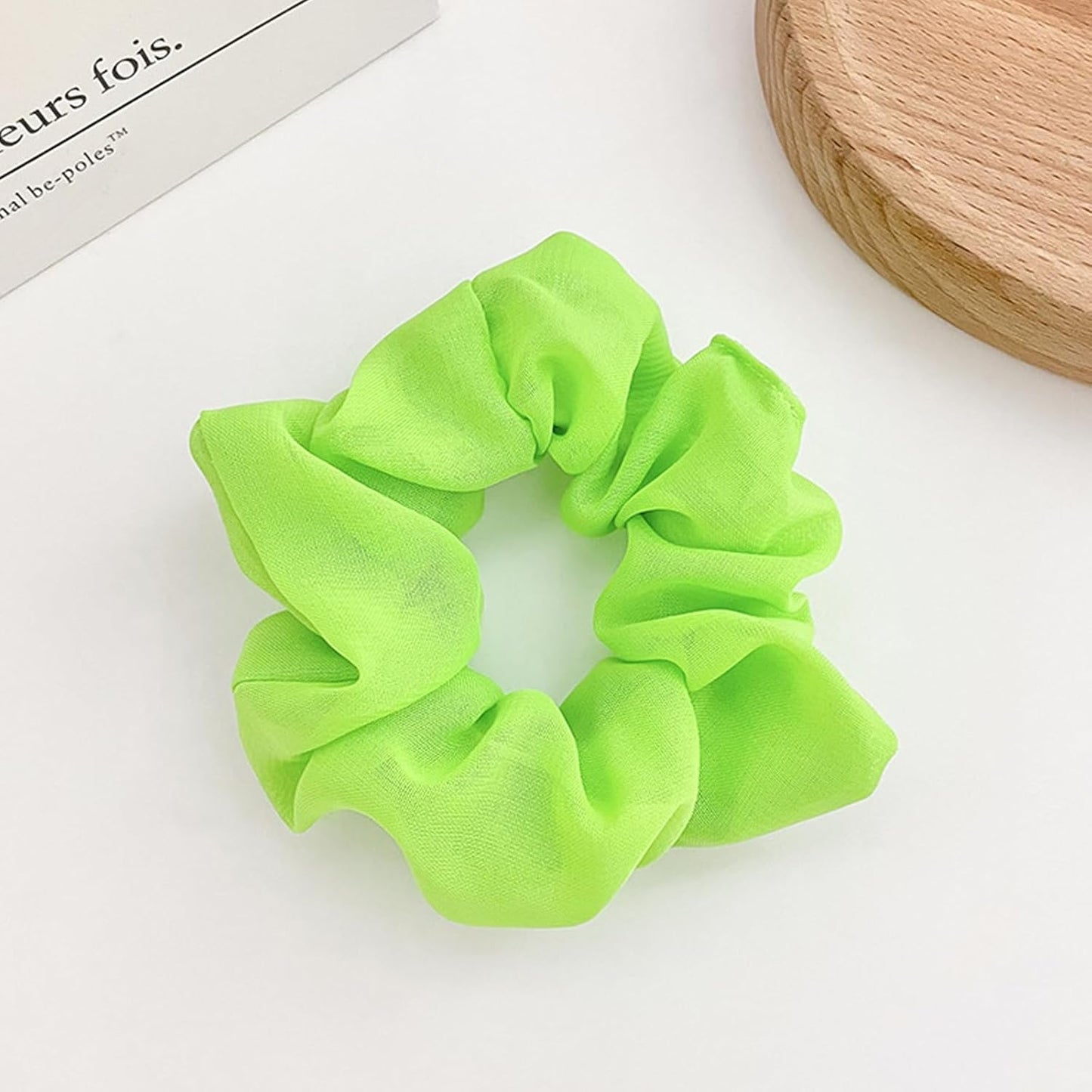 5 PCS Neon Scrunchies for Hair, 80sHair Accessories for Women, Neon Hair Ties Ponytail Holder for Party Outfit (No include LED Light)