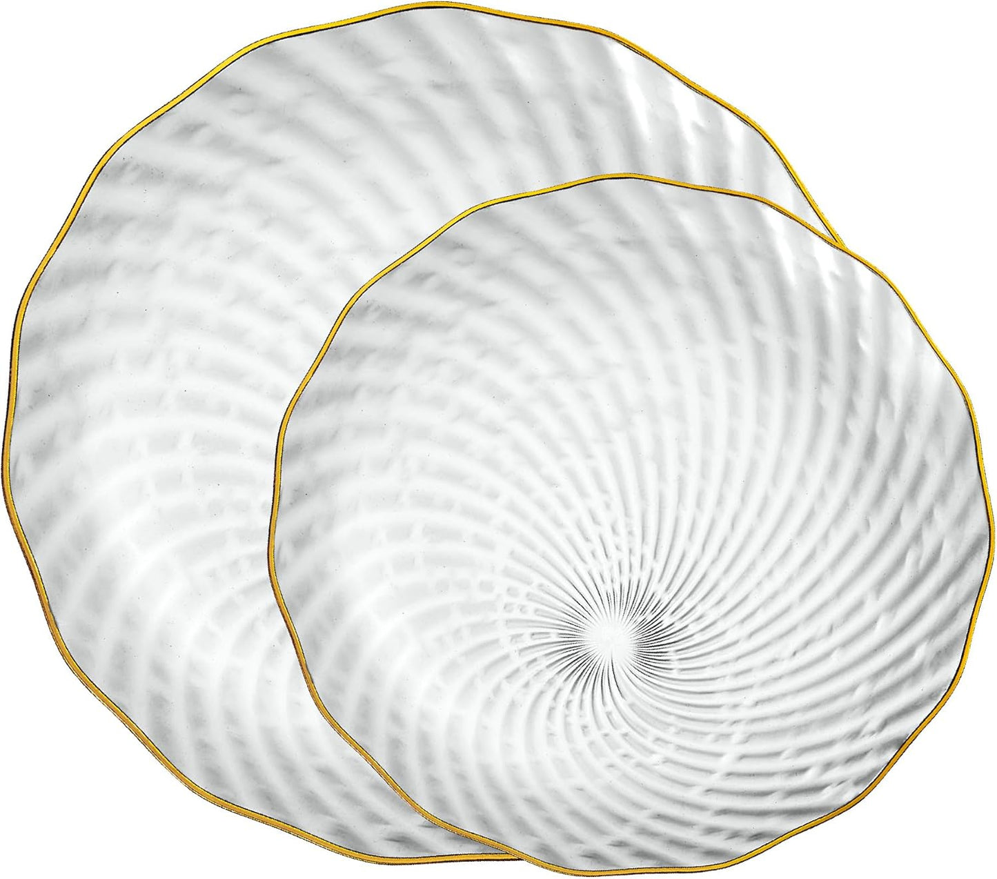 PLASTICPRO 120 Pack Plastic Plates Set of 60-10 inch Plates and 60-7 inch Plates, Elegant Clear Spiral and Gold Rim Disposable Fancy Plates Premium Heavyweight