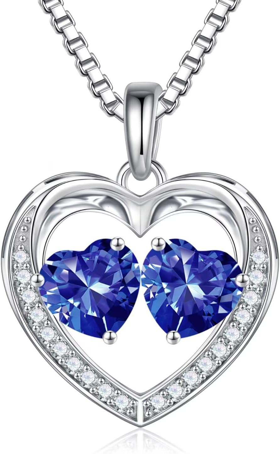 Iefil Christmas Gifts for Wife - 925 Sterling Silver Birthstone Necklace, Anniversary Birthday Gifts for Women, Stocking Stuffers for Women Wife Mom Daughter