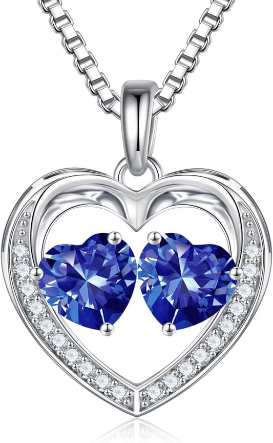 Iefil Christmas Gifts for Wife - 925 Sterling Silver Birthstone Necklace, Anniversary Birthday Gifts for Women, Stocking Stuffers for Women Wife Mom Daughter