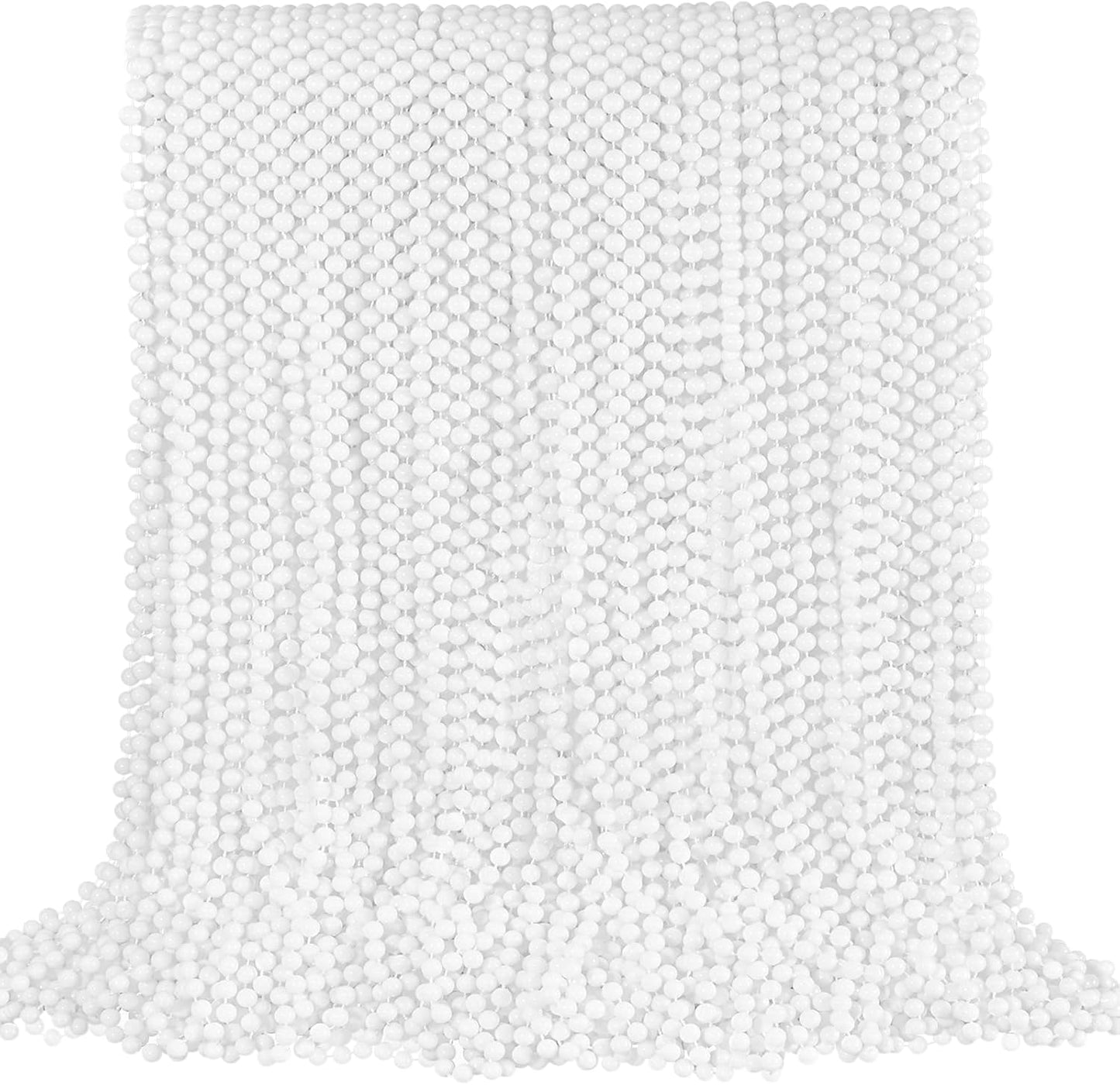 SHAOQINLIN 144 PCS White Bead Necklaces, Mardi Gras & 4th of July Party Beads, 33 Inch Round Beaded Bulk for Carnival, Christmas & Patriotic Day Favors