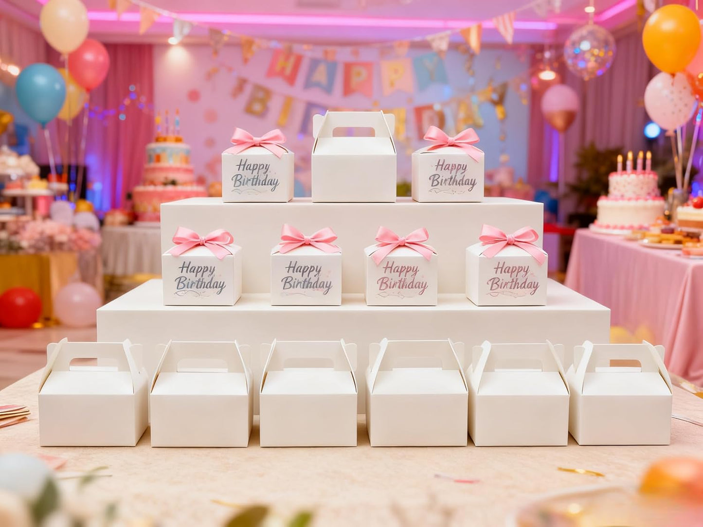 XAGLVV 24 Pack White Gable Boxes with Handles Goodie Party Favor Gift Boxes for Wedding Birthday Baby Shower Graduation Christmas Party Favors