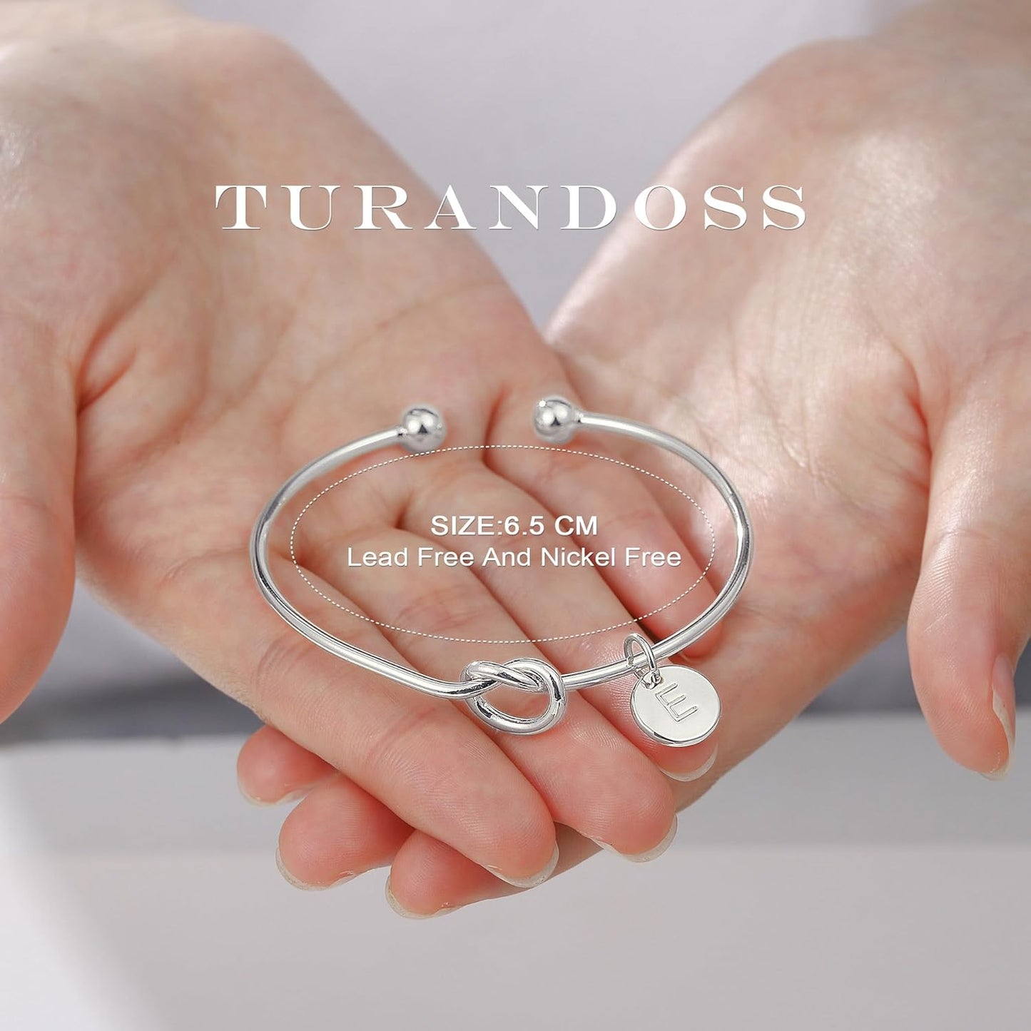 Turandoss Initial Bracelets for Women - Dainty Knot Letter A-Z Initial Bracelet for Women, Personalized Cuff Bangle Bracelet for Women, Jewelry for Women