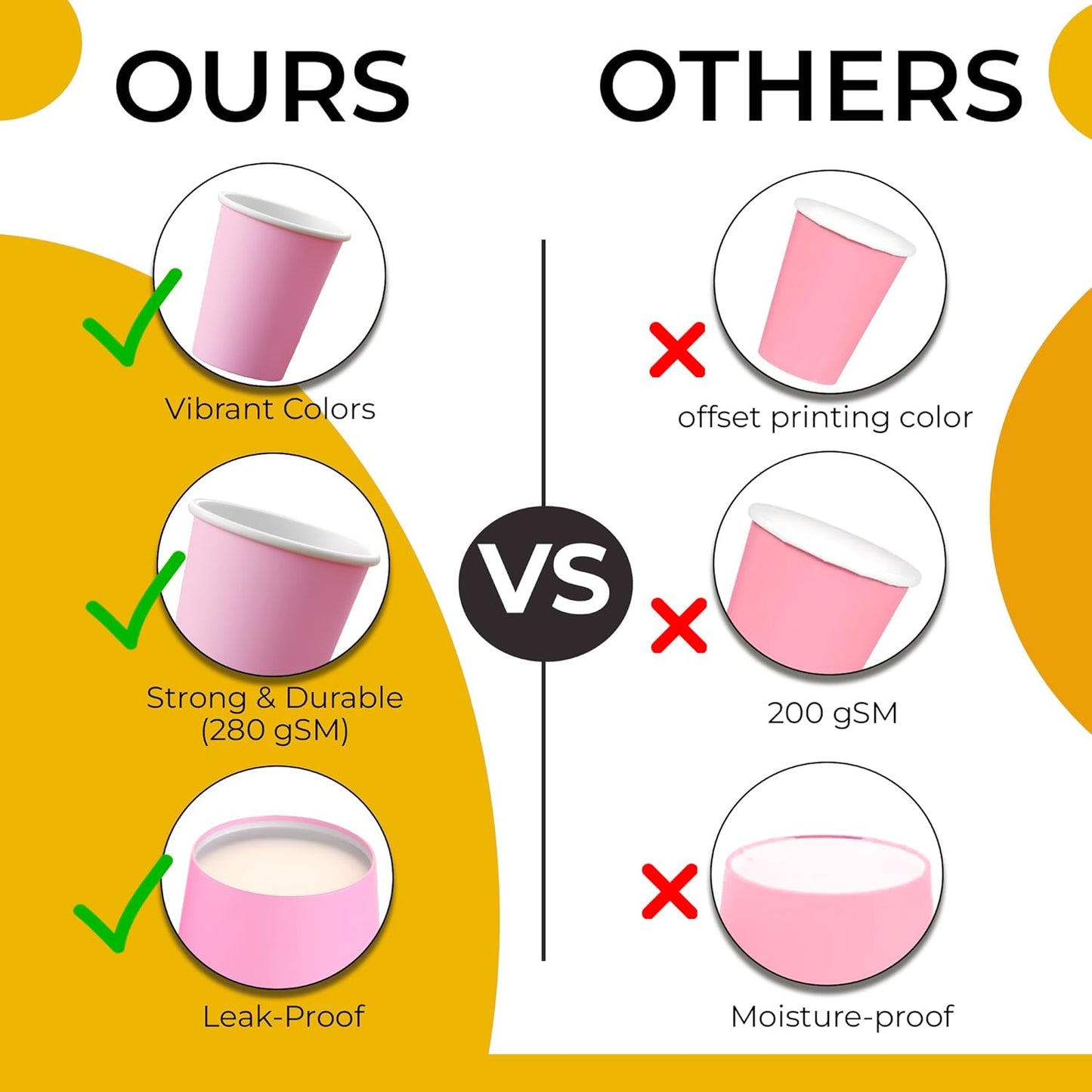 Party Solids Pink Paper Cups 9 oz Durable Disposable Cups 100 Paper Tumblers for Hot Drinks and Cold Drinks Thick 280 GSM Hot Cup for Tea & Coffee Cup To Go Fun Colors for Parties & Events